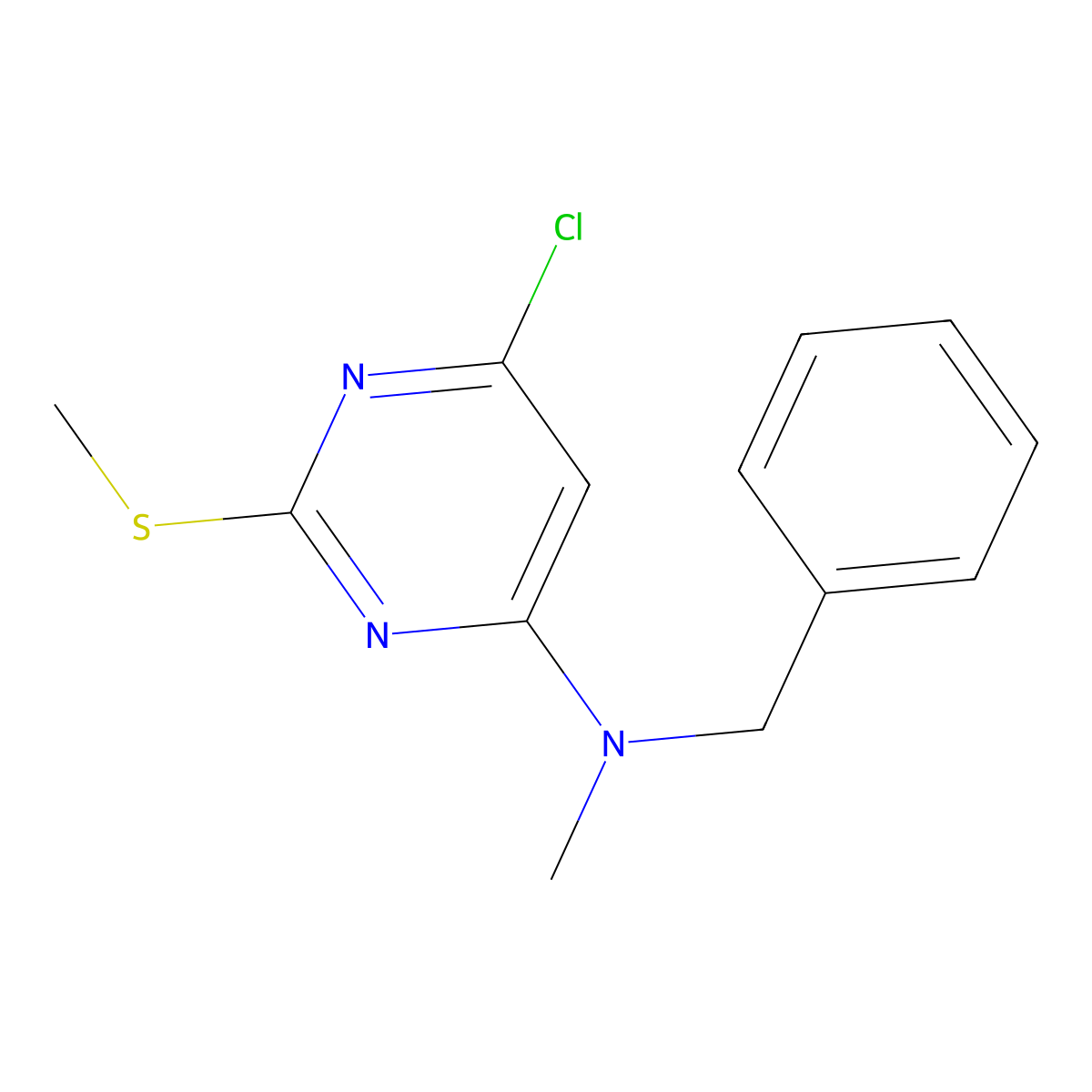 N-benzyl-6-chloro-N-methyl-2-methylsulfanylpyrimidin-4-amine molecular structure, CAS 478258-42-3