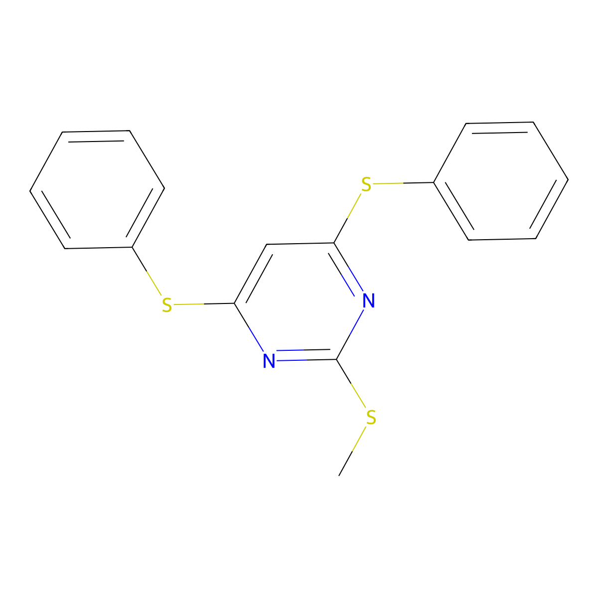 2-(Methylsulfanyl)-4,6-bis(phenylsulfanyl)pyrimidine molecular structure, CAS 478258-53-6
