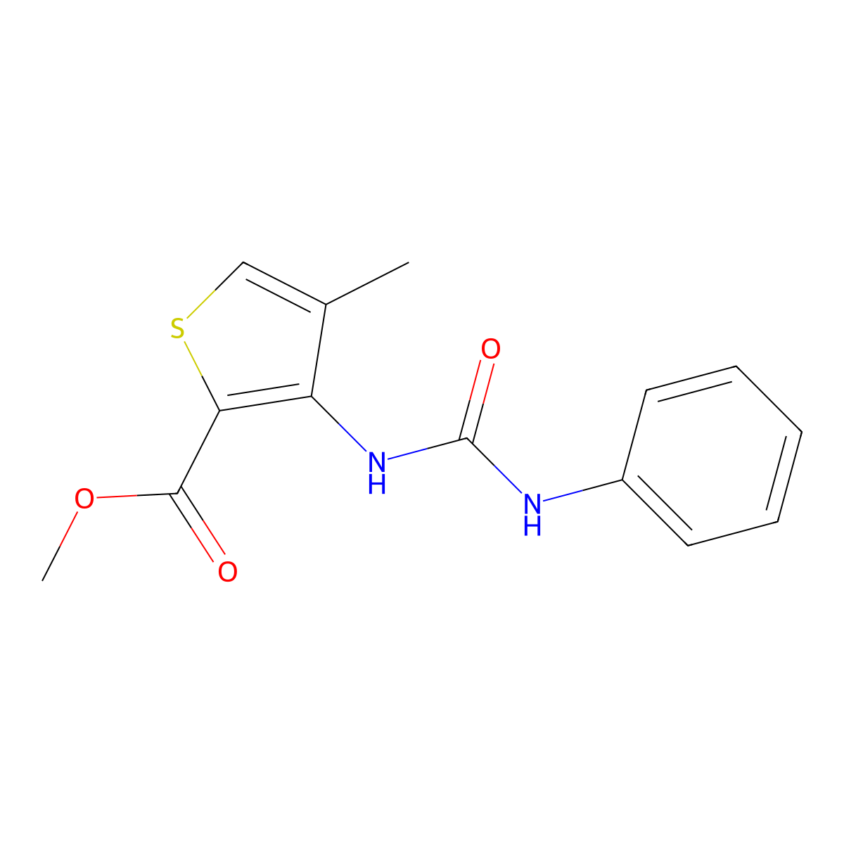 Methyl 3-[(anilinocarbonyl)amino]-4-methyl-2-thiophenecarboxylate molecular structure, CAS 478258-56-9