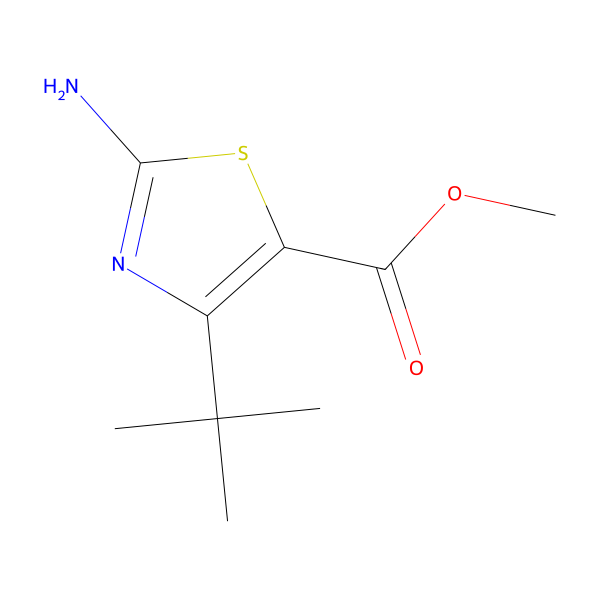 Methyl 2-amino-4-(tert-butyl)thiazole-5-carboxylate molecular structure, CAS 478258-61-6