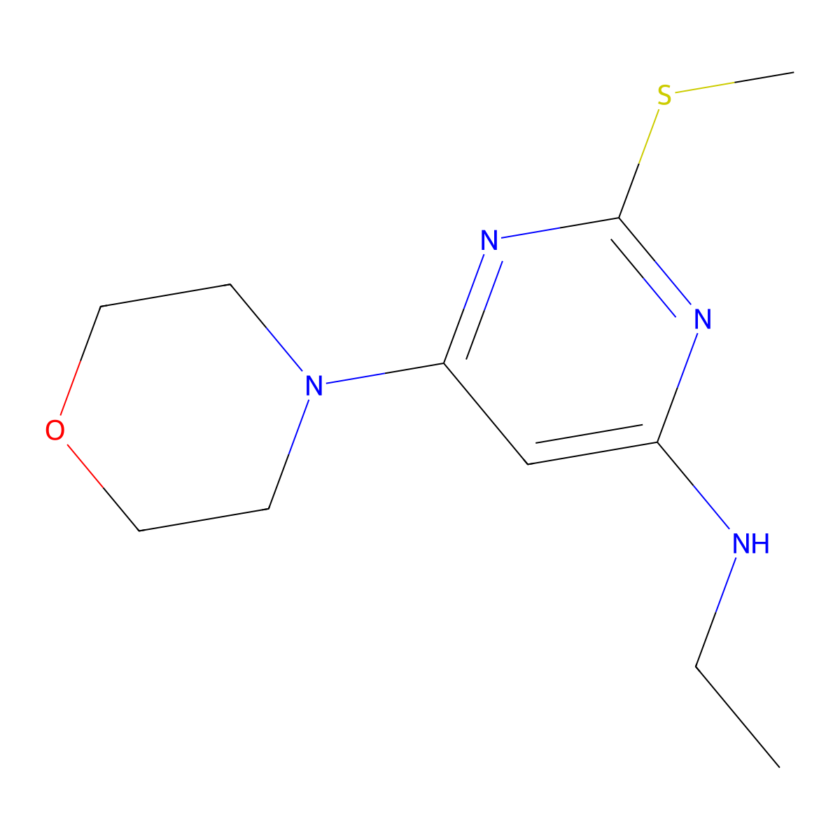 N-ethyl-2-(methylsulfanyl)-6-morpholino-4-pyrimidinamine molecular structure, CAS 478258-66-1