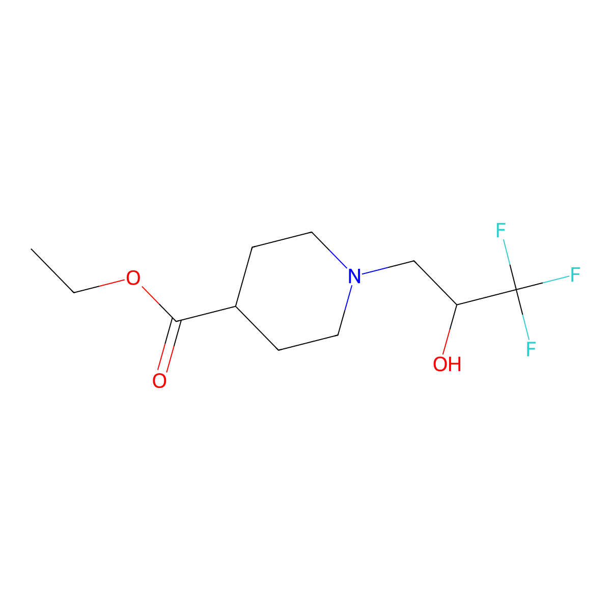 Ethyl 1-(3,3,3-trifluoro-2-hydroxypropyl)piperidine-4-carboxylate molecular structure, CAS 478258-74-1