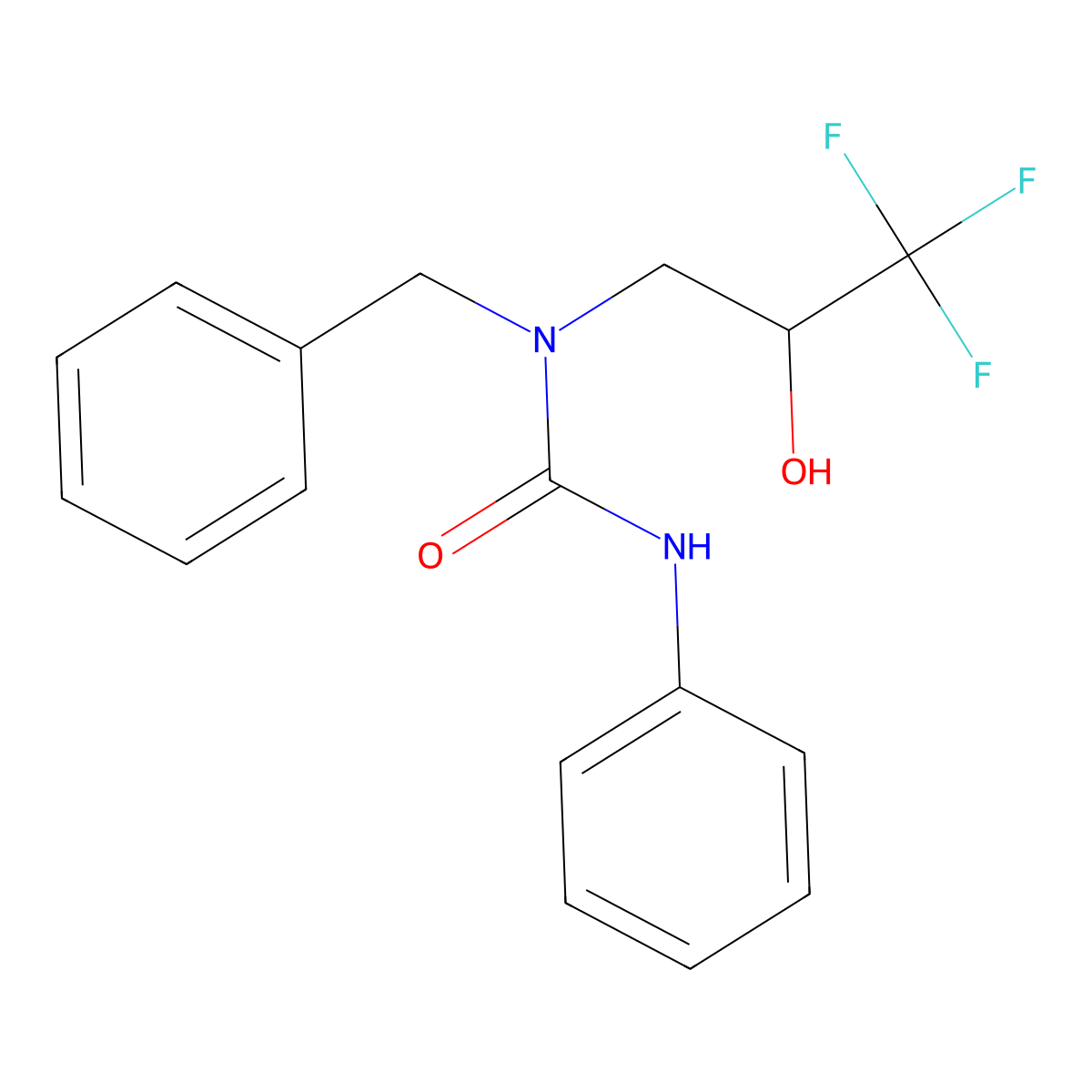 1-Benzyl-3-phenyl-1-(3,3,3-trifluoro-2-hydroxypropyl)urea molecular structure, CAS 478258-80-9