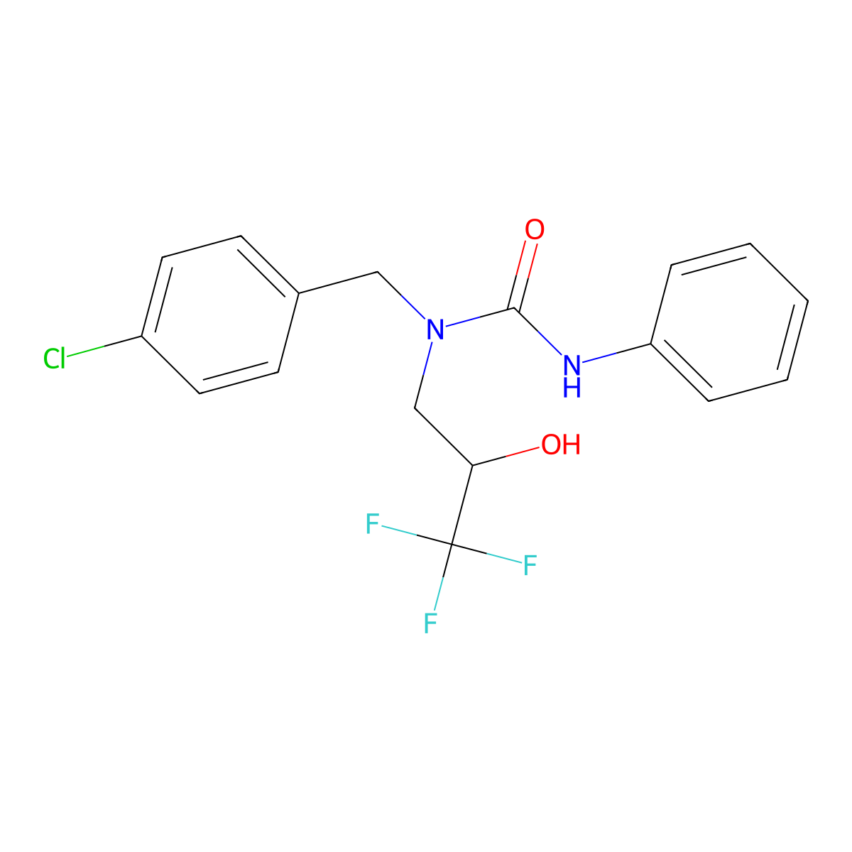 N-(4-chlorobenzyl)-N'-phenyl-N-(3,3,3-trifluoro-2-hydroxypropyl)urea molecular structure, CAS 478258-83-2