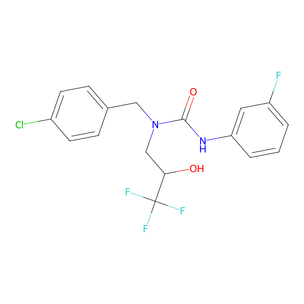 1-[(4-Chlorophenyl)methyl]-3-(3-fluorophenyl)-1-(3,3,3-trifluoro-2-hydroxypropyl)urea molecular structure, CAS 478258-84-3