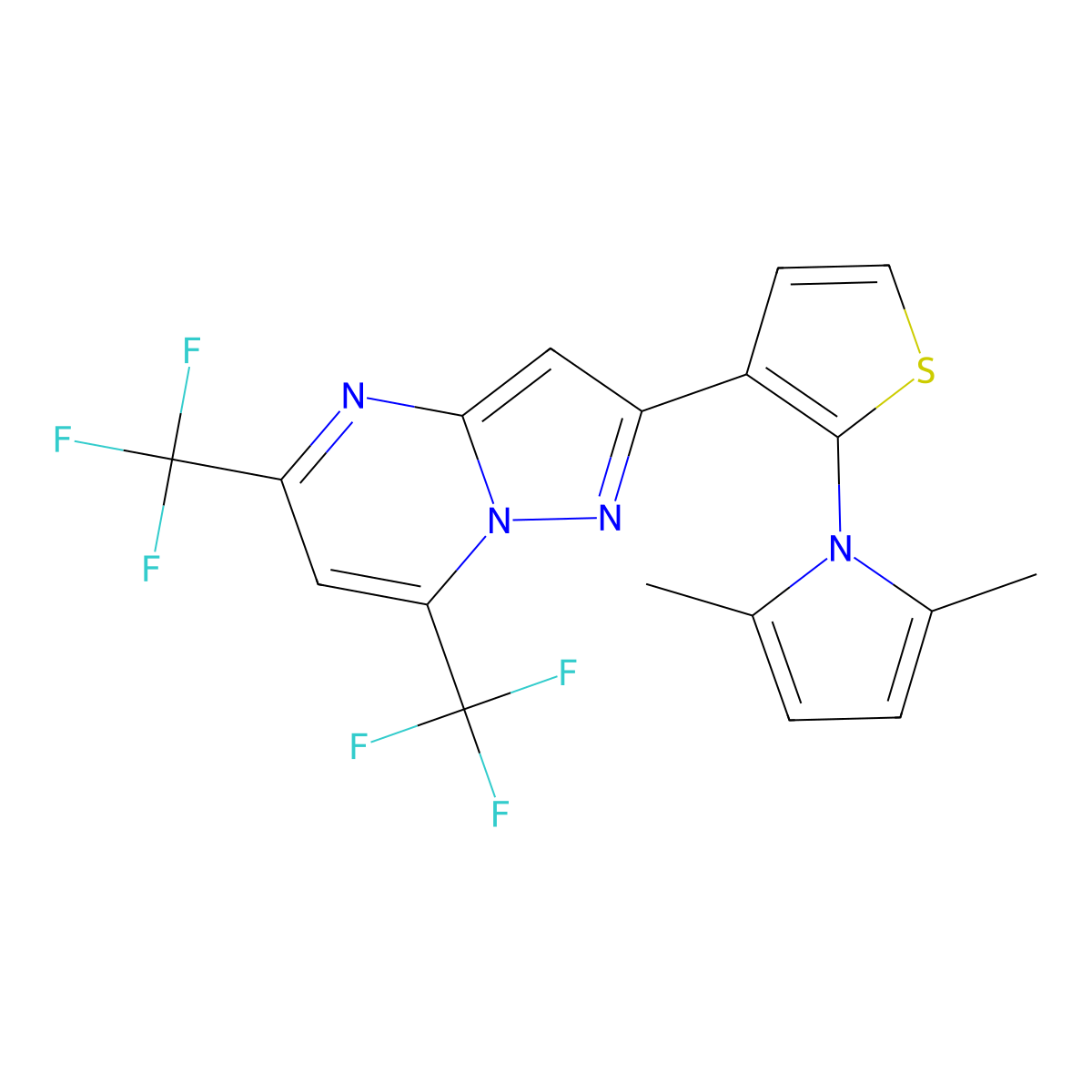 2-[2-(2,5-dimethyl-1H-pyrrol-1-yl)-3-thienyl]-5,7-bis(trifluoromethyl)pyrazolo[1,5-a]pyrimidine molecular structure, CAS 478258-86-5