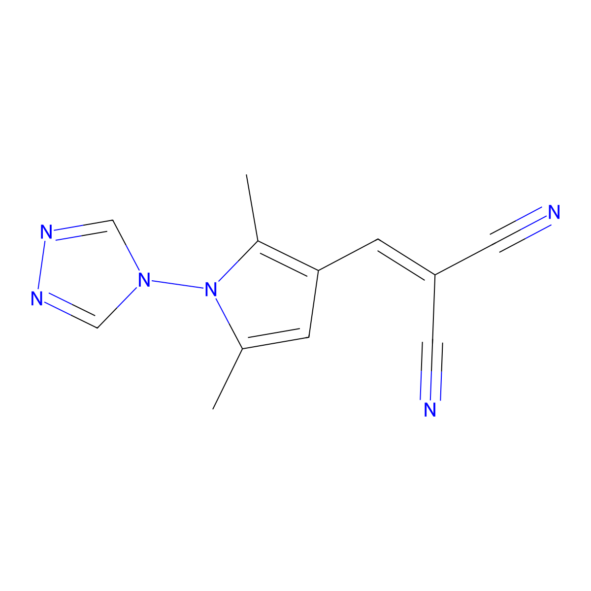 2-{[2,5-dimethyl-1-(4H-1,2,4-triazol-4-yl)-1H-pyrrol-3-yl]methylene}malononitrile molecular structure, CAS 478258-88-7