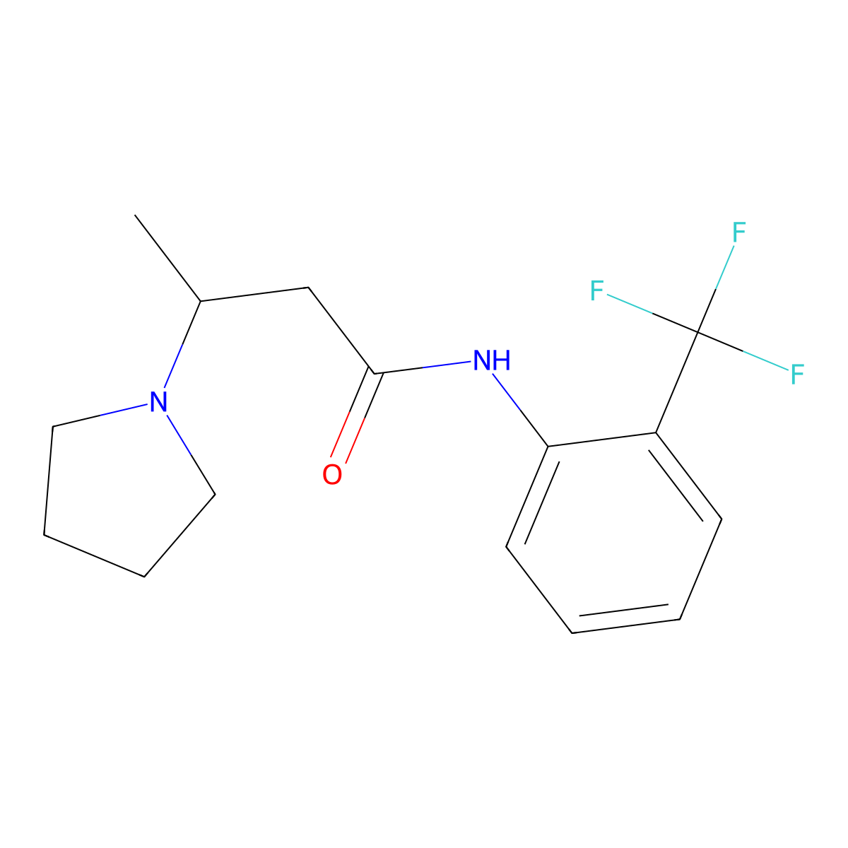 3-(1-pyrrolidinyl)-N-[2-(trifluoromethyl)phenyl]butanamide molecular structure, CAS 478258-89-8