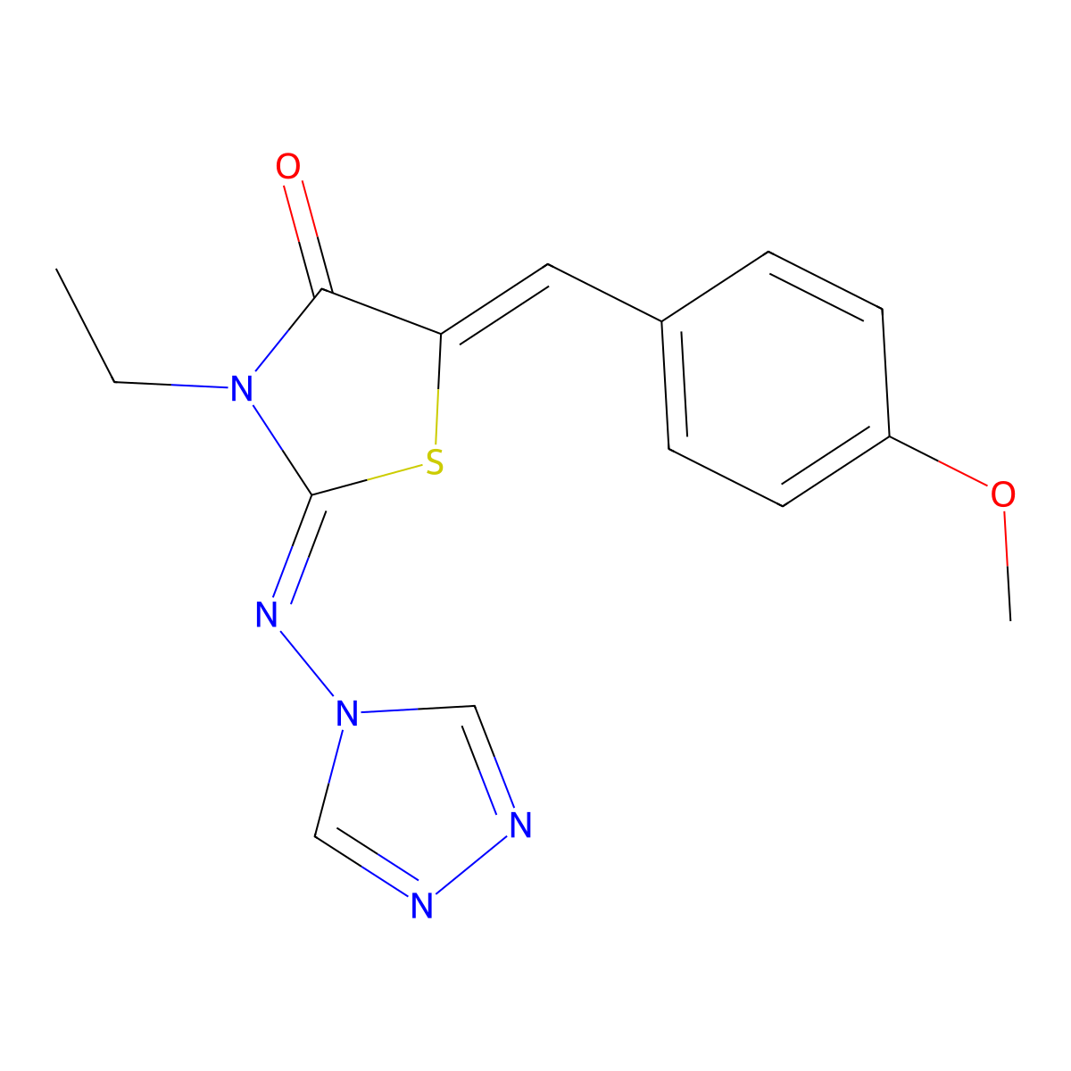 3-ethyl-5-[(Z)-(4-methoxyphenyl)methylidene]-2-(4H-1,2,4-triazol-4-ylimino)-1,3-thiazolan-4-one molecular structure, CAS 478258-91-2