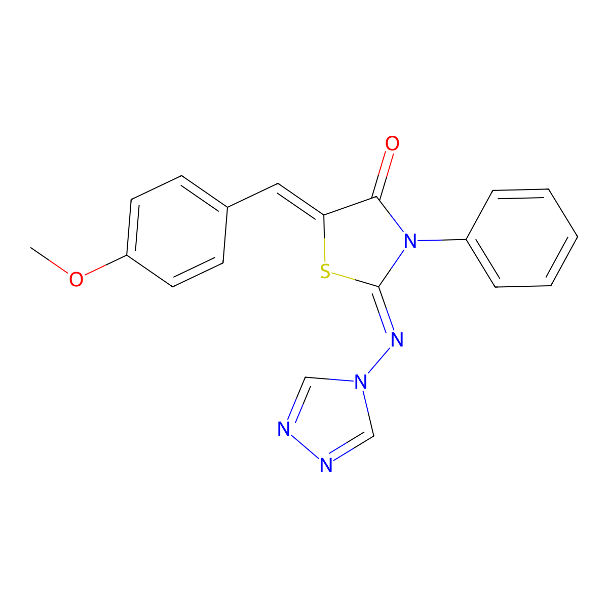 5-[(Z)-(4-methoxyphenyl)methylidene]-3-phenyl-2-(4H-1,2,4-triazol-4-ylimino)-1,3-thiazolan-4-one molecular structure, CAS 478258-93-4