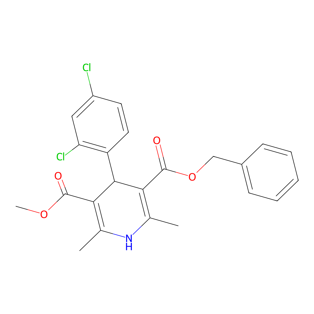 3-Benzyl 5-methyl 4-(2,4-dichlorophenyl)-2,6-dimethyl-1,4-dihydro-3,5-pyridinedicarboxylate molecular structure, CAS 478259-00-6