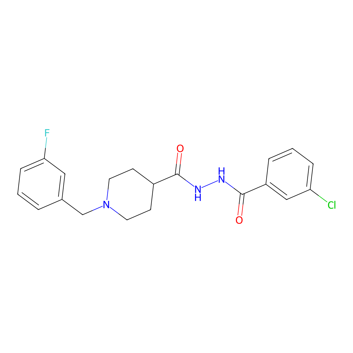 3-chloro-N'-{[1-(3-fluorobenzyl)-4-piperidinyl]carbonyl}benzenecarbohydrazide molecular structure, CAS 478259-07-3