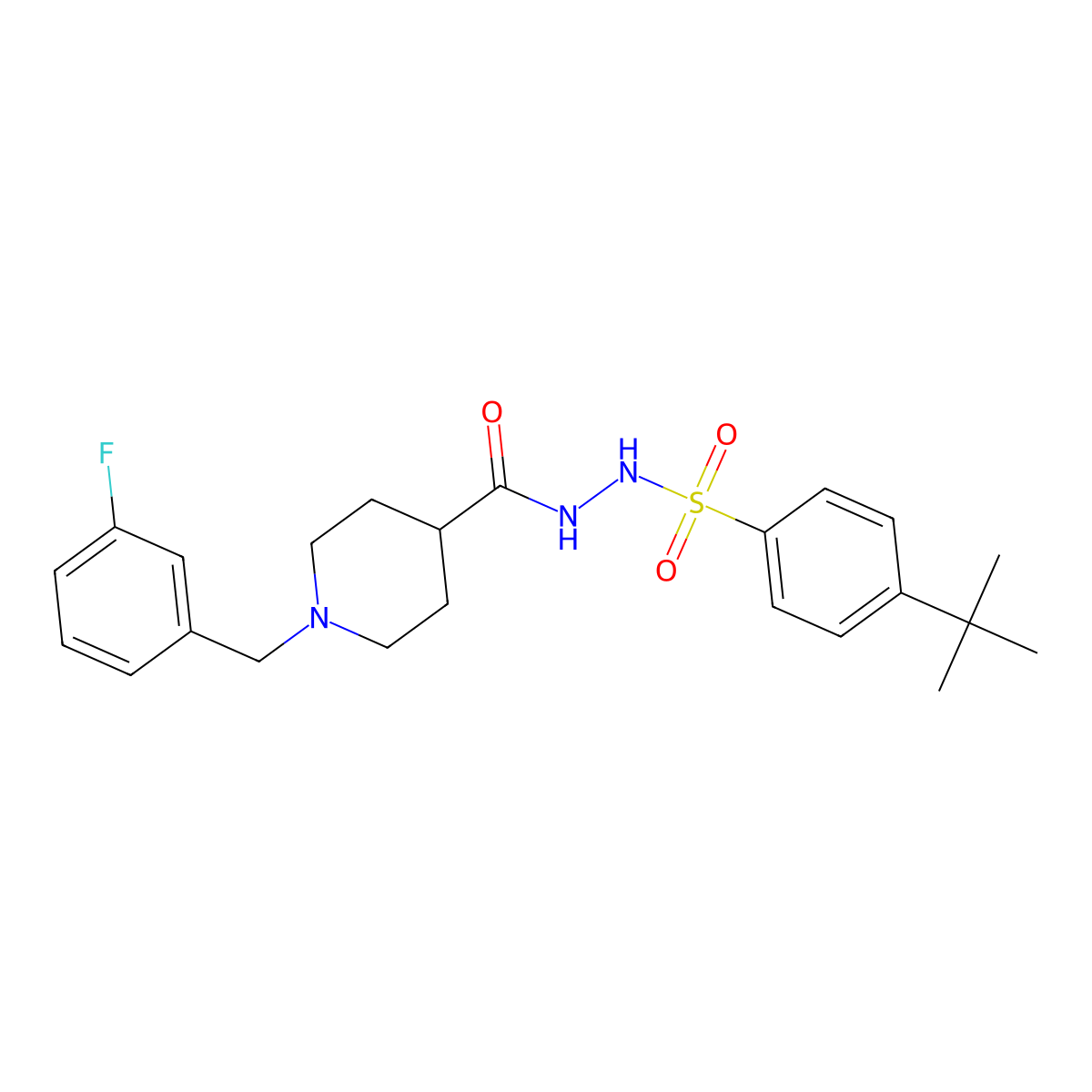 4-(tert-butyl)-N'-{[1-(3-fluorobenzyl)-4-piperidinyl]carbonyl}benzenesulfonohydrazide molecular structure, CAS 478259-11-9