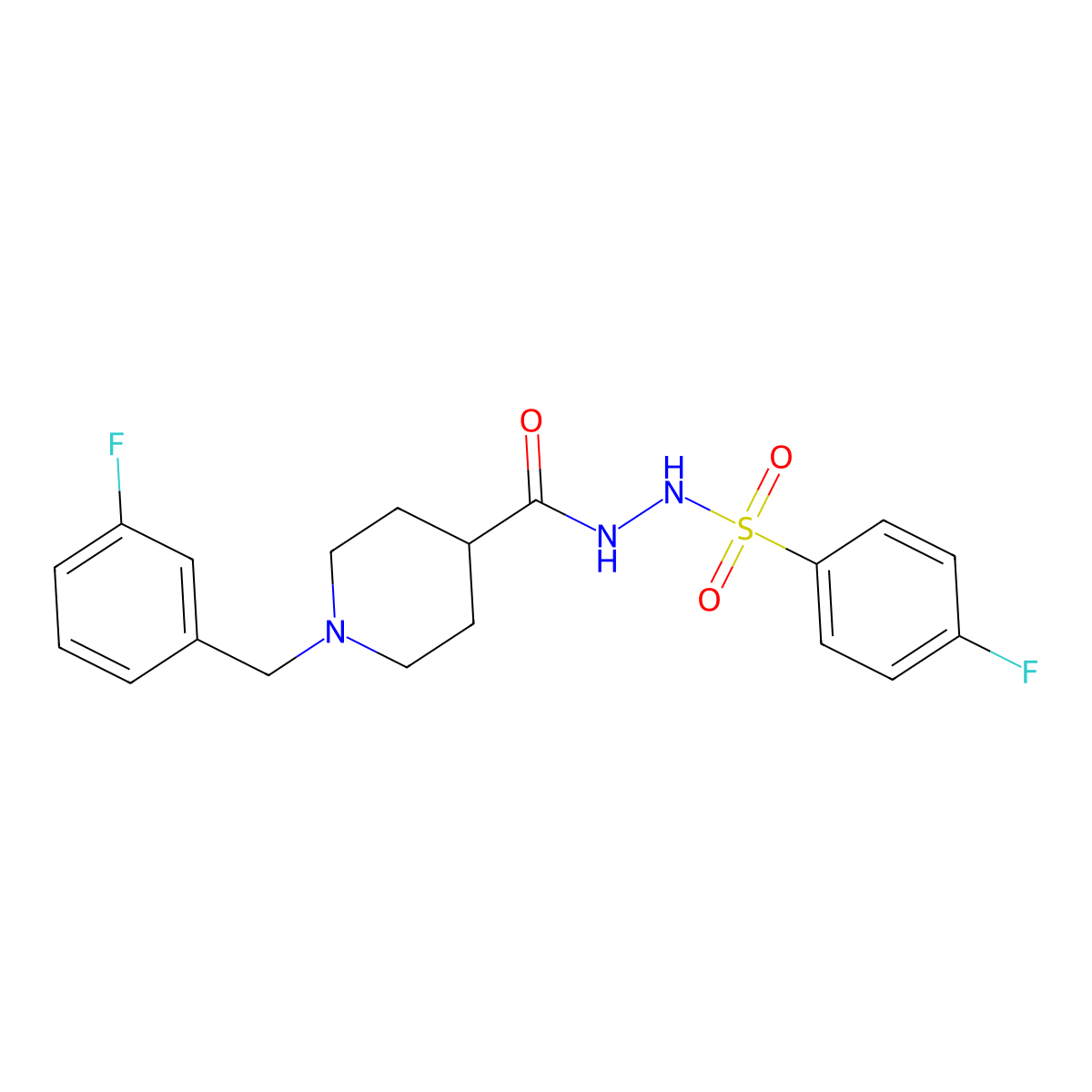 4-fluoro-N'-{[1-(3-fluorobenzyl)-4-piperidinyl]carbonyl}benzenesulfonohydrazide molecular structure, CAS 478259-12-0