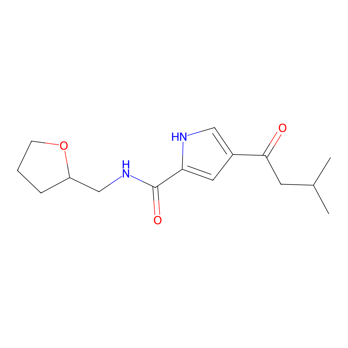 4-(3-methylbutanoyl)-N-(tetrahydro-2-furanylmethyl)-1H-pyrrole-2-carboxamide molecular structure, CAS 478259-13-1