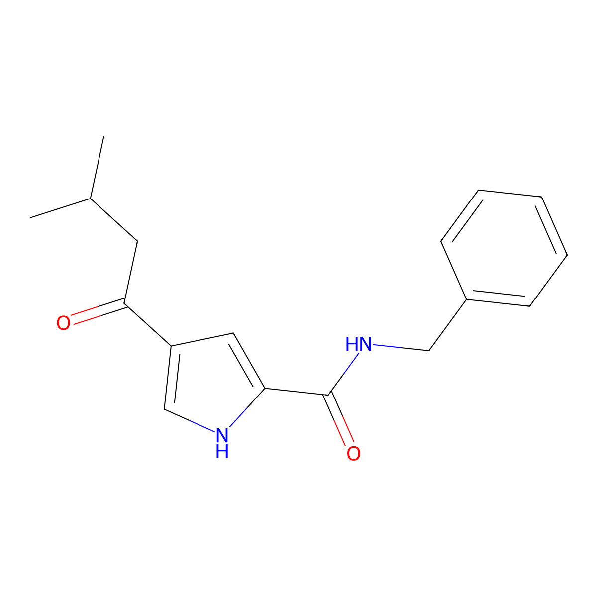 N-benzyl-4-(3-methylbutanoyl)-1H-pyrrole-2-carboxamide molecular structure, CAS 478259-14-2