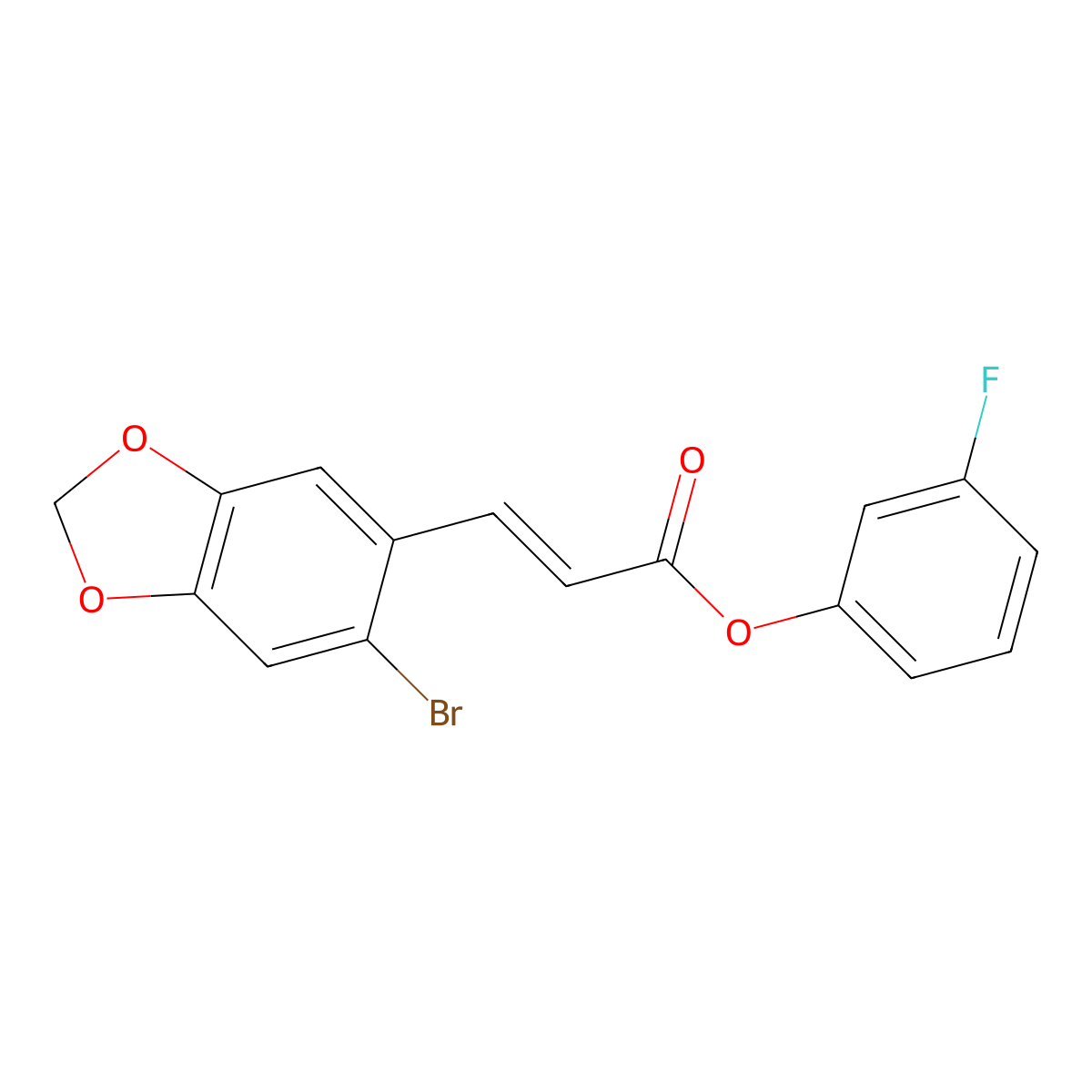 3-fluorophenyl (E)-3-(6-bromo-1,3-benzodioxol-5-yl)-2-propenoate molecular structure, CAS 478259-17-5