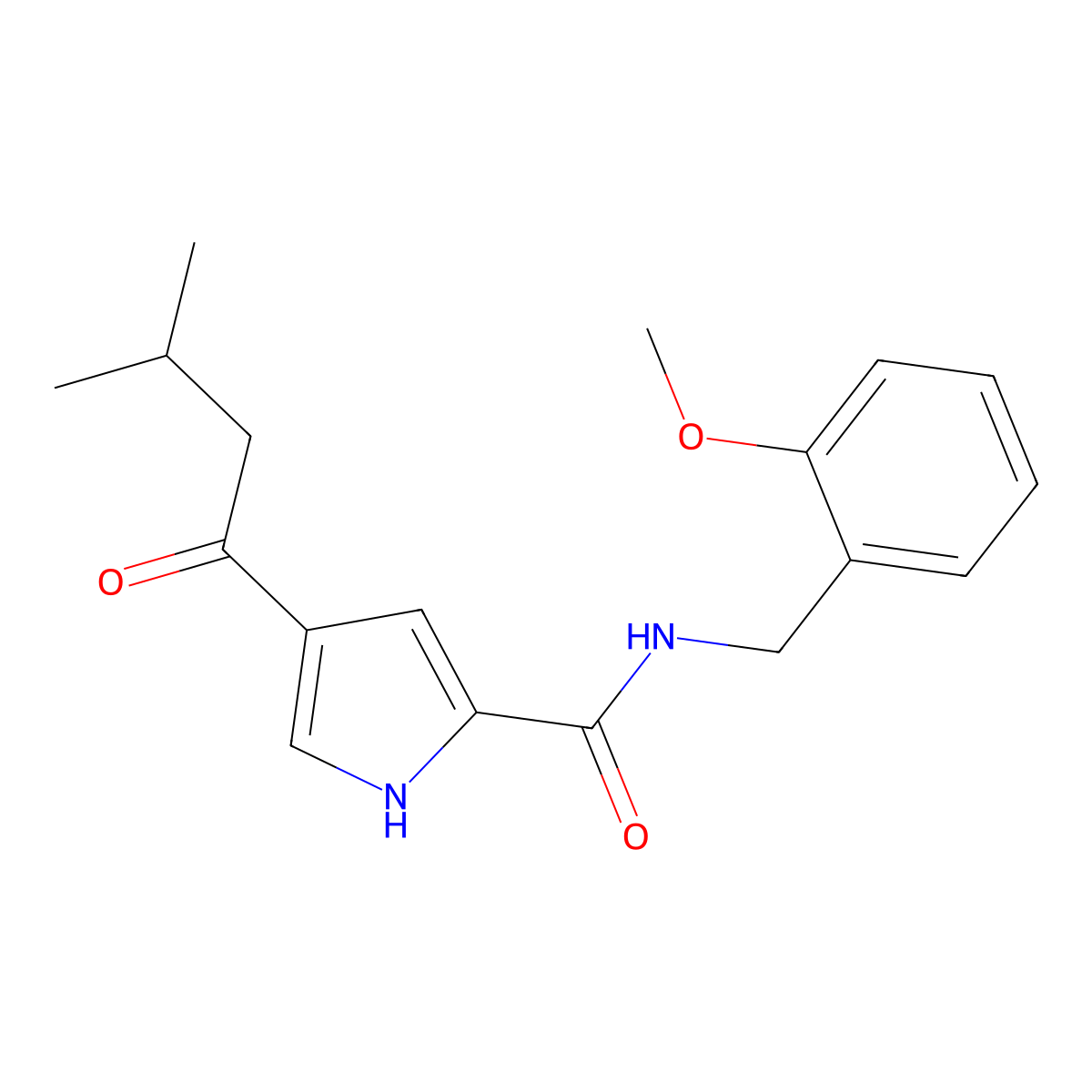 N-[(2-methoxyphenyl)methyl]-4-(3-methylbutanoyl)-1H-pyrrole-2-carboxamide molecular structure, CAS 478259-26-6