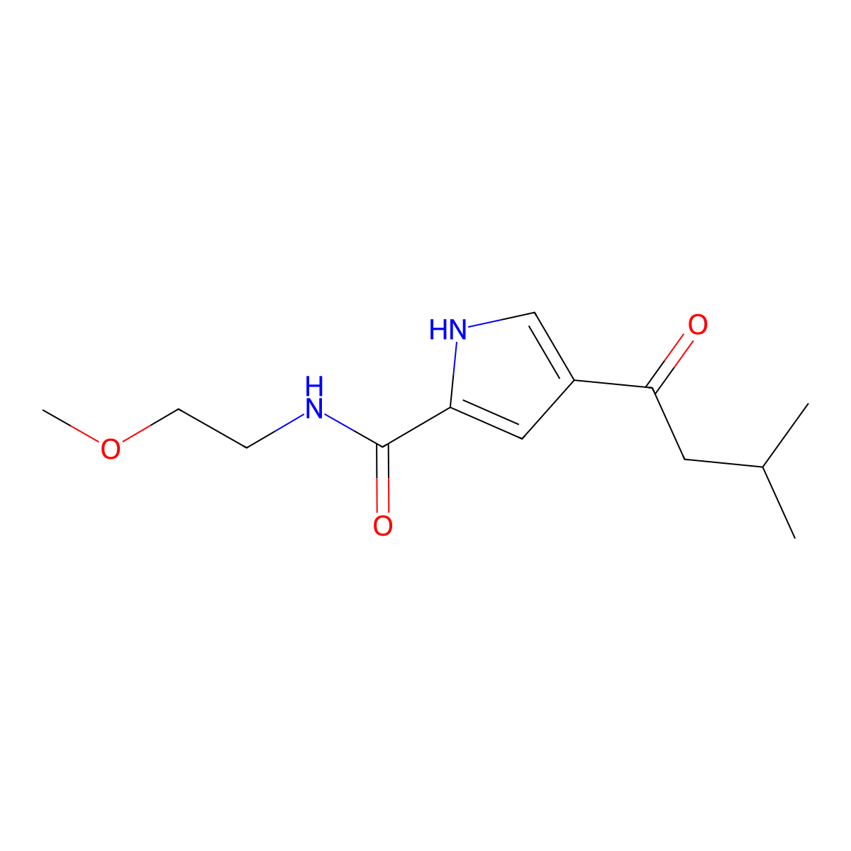 N-(2-methoxyethyl)-4-(3-methylbutanoyl)-1H-pyrrole-2-carboxamide molecular structure, CAS 478259-30-2