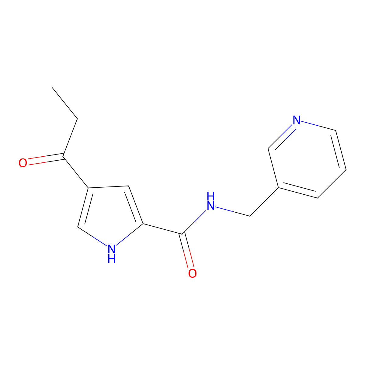 4-propionyl-N-(3-pyridinylmethyl)-1H-pyrrole-2-carboxamide molecular structure, CAS 478259-36-8
