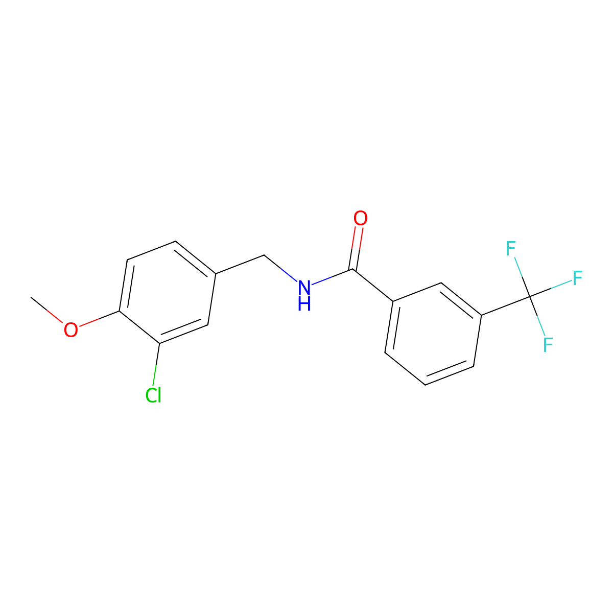 N-[(3-chloro-4-methoxyphenyl)methyl]-3-(trifluoromethyl)benzamide molecular structure, CAS 478259-44-8