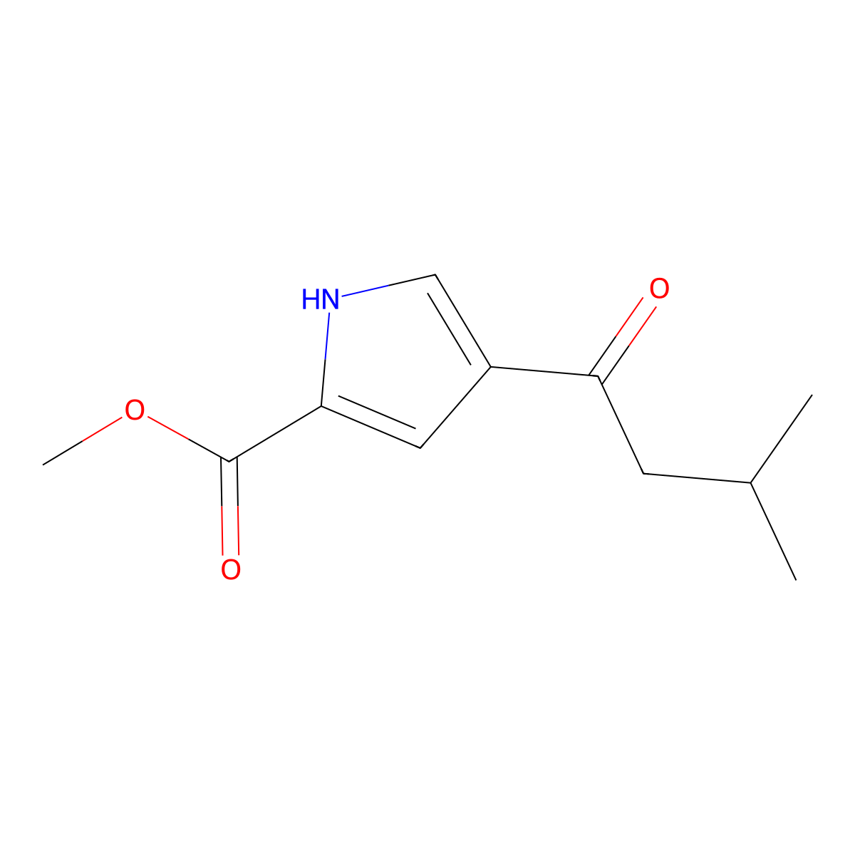 methyl 4-(3-methylbutanoyl)-1H-pyrrole-2-carboxylate molecular structure, CAS 478259-48-2