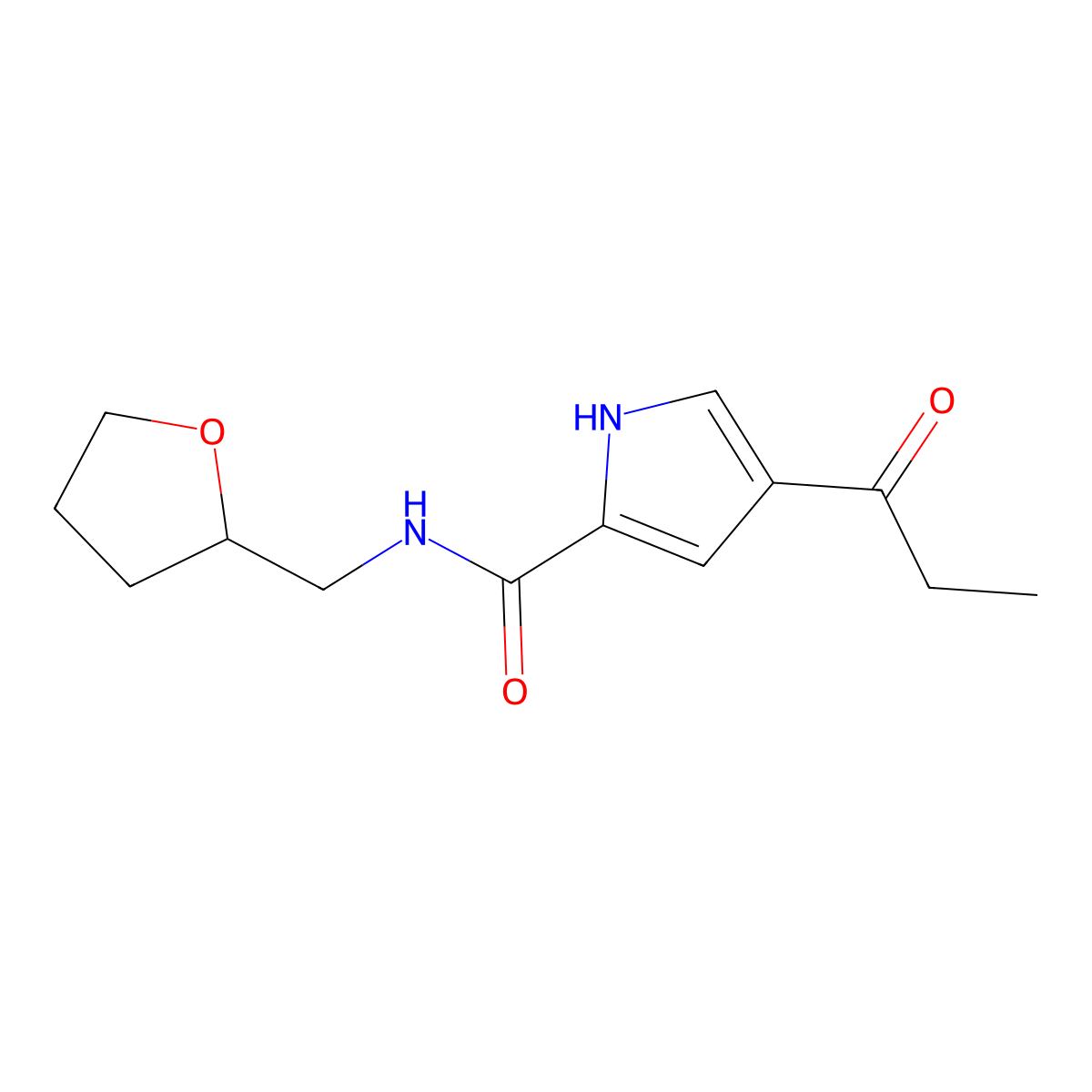 4-propionyl-N-(tetrahydro-2-furanylmethyl)-1H-pyrrole-2-carboxamide molecular structure, CAS 478259-49-3