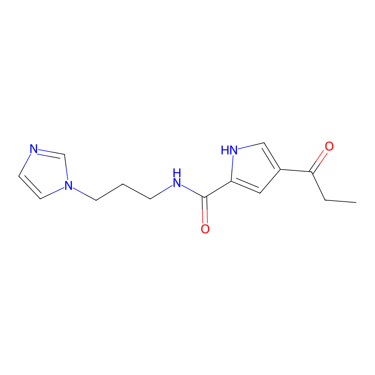 N-[3-(1H-imidazol-1-yl)propyl]-4-propionyl-1H-pyrrole-2-carboxamide molecular structure, CAS 478259-50-6