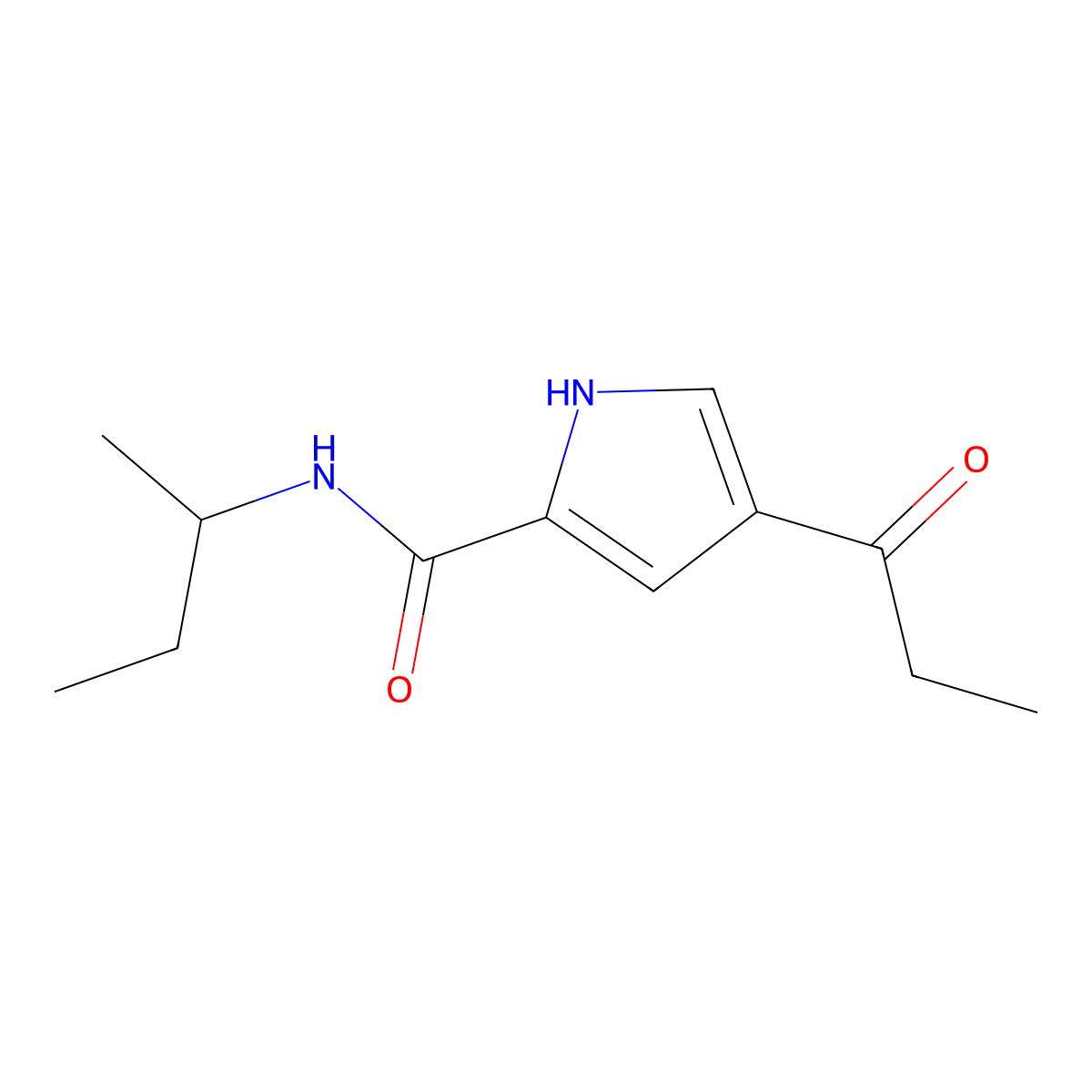 N-(sec-butyl)-4-propionyl-1H-pyrrole-2-carboxamide molecular structure, CAS 478259-52-8