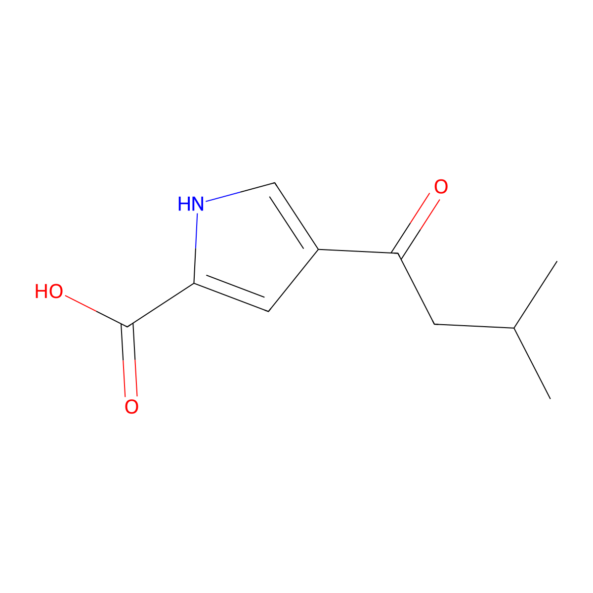 4-(3-methylbutanoyl)-1H-pyrrole-2-carboxylic acid molecular structure, CAS 478259-56-2