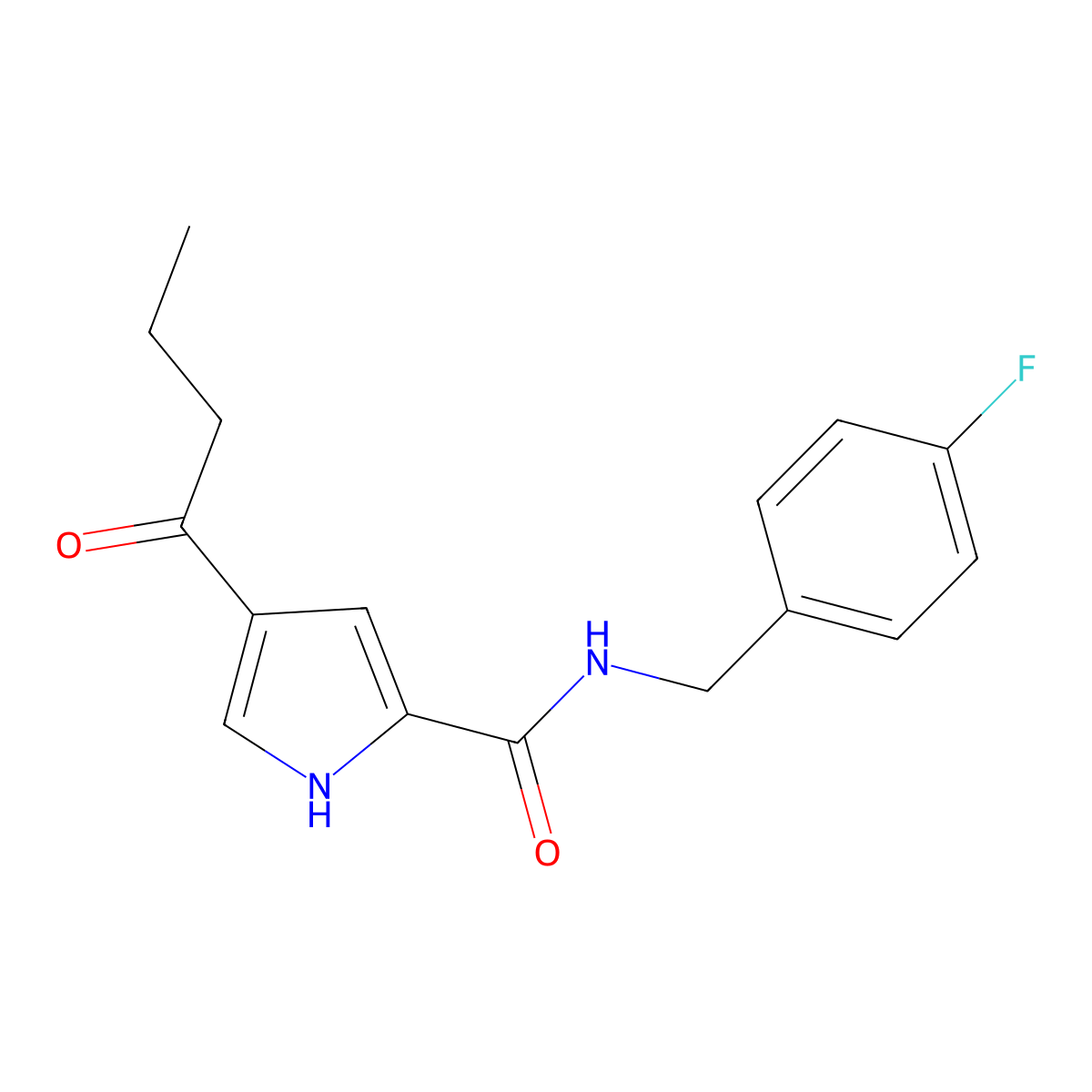 4-butanoyl-N-[(4-fluorophenyl)methyl]-1H-pyrrole-2-carboxamide molecular structure, CAS 478259-59-5