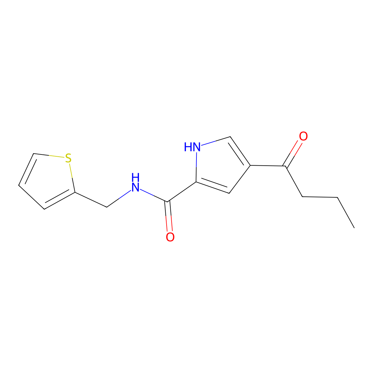 4-butyryl-N-(2-thienylmethyl)-1H-pyrrole-2-carboxamide molecular structure, CAS 478259-60-8