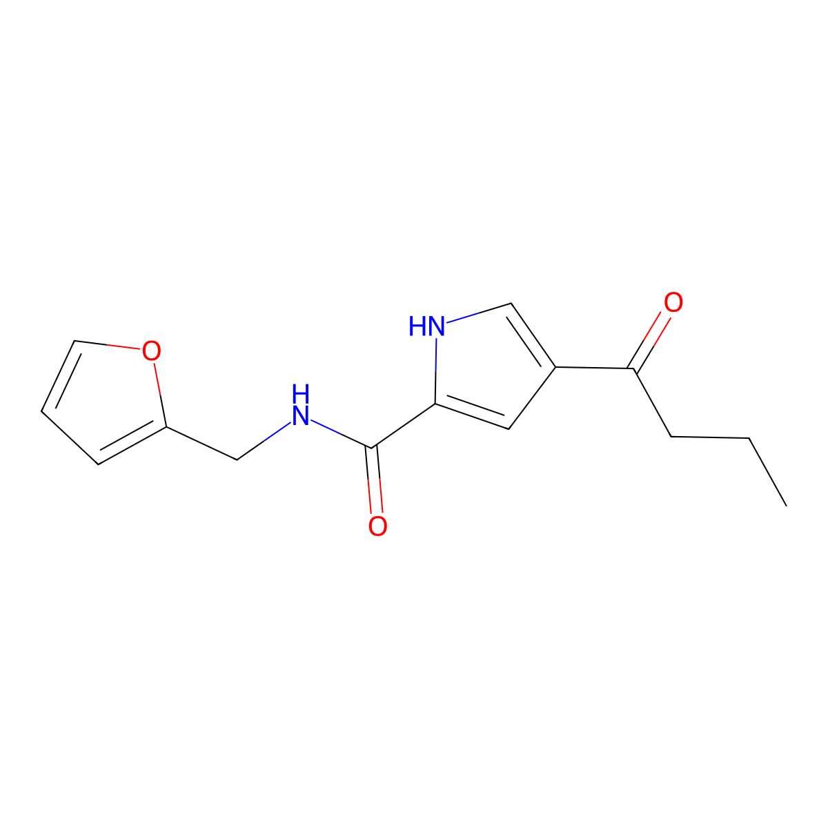 4-butyryl-N-(2-furylmethyl)-1H-pyrrole-2-carboxamide molecular structure, CAS 478259-64-2