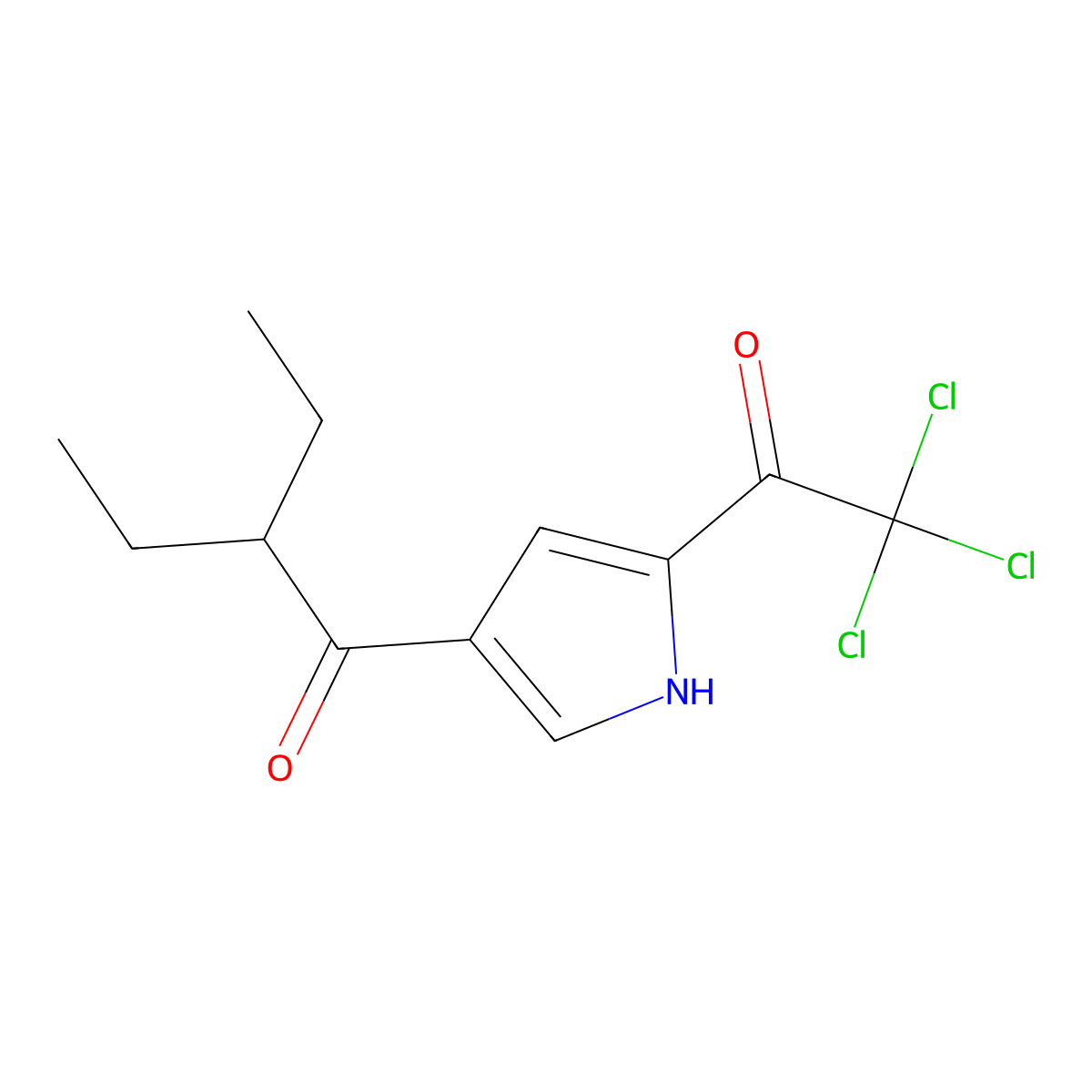 2-ethyl-1-[5-(2,2,2-trichloroacetyl)-1H-pyrrol-3-yl]butan-1-one molecular structure, CAS 478259-72-2
