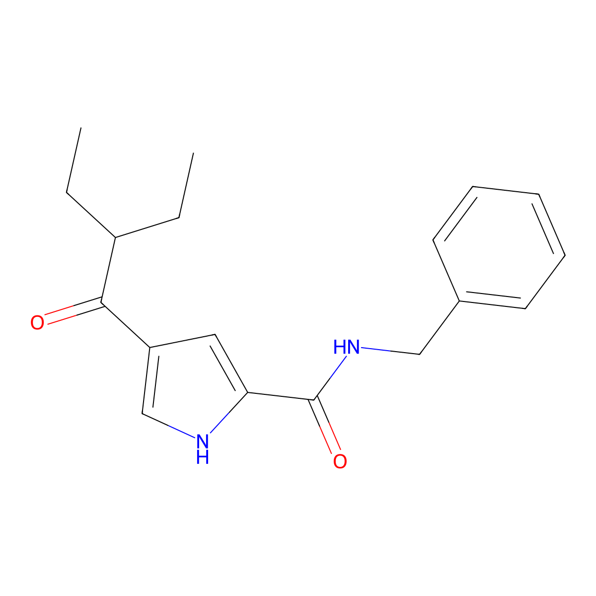 N-benzyl-4-(2-ethylbutanoyl)-1H-pyrrole-2-carboxamide molecular structure, CAS 478259-79-9
