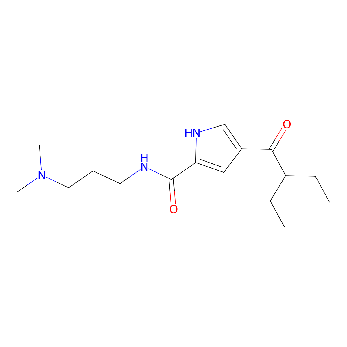 N-[3-(dimethylamino)propyl]-4-(2-ethylbutanoyl)-1H-pyrrole-2-carboxamide molecular structure, CAS 478259-82-4
