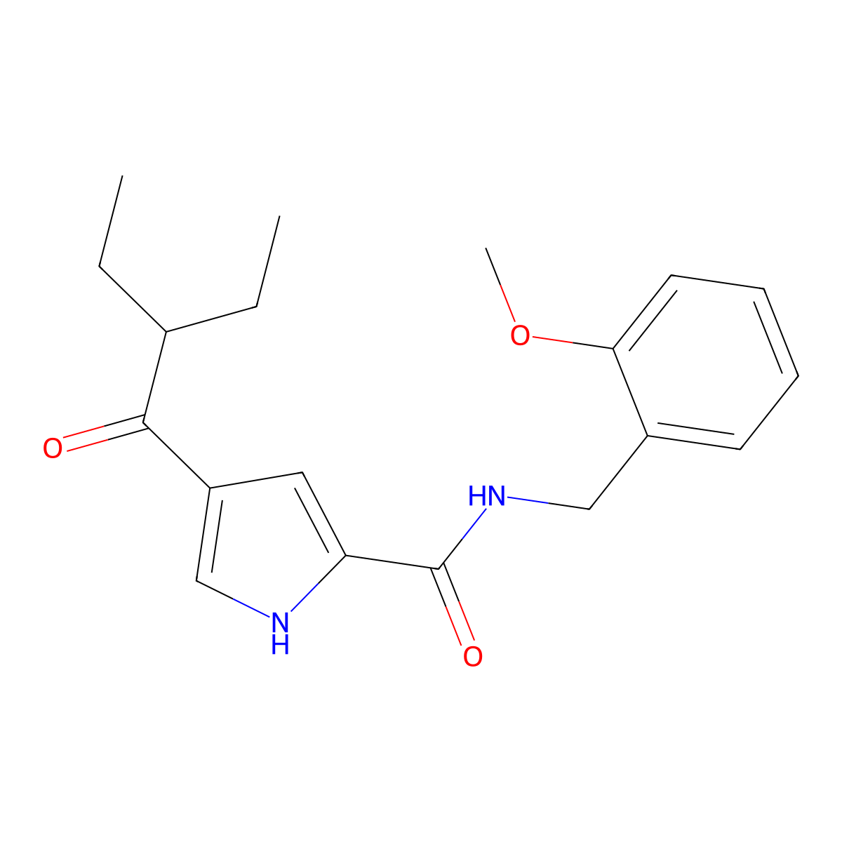 4-(2-ethylbutanoyl)-N-[(2-methoxyphenyl)methyl]-1H-pyrrole-2-carboxamide molecular structure, CAS 478259-86-8