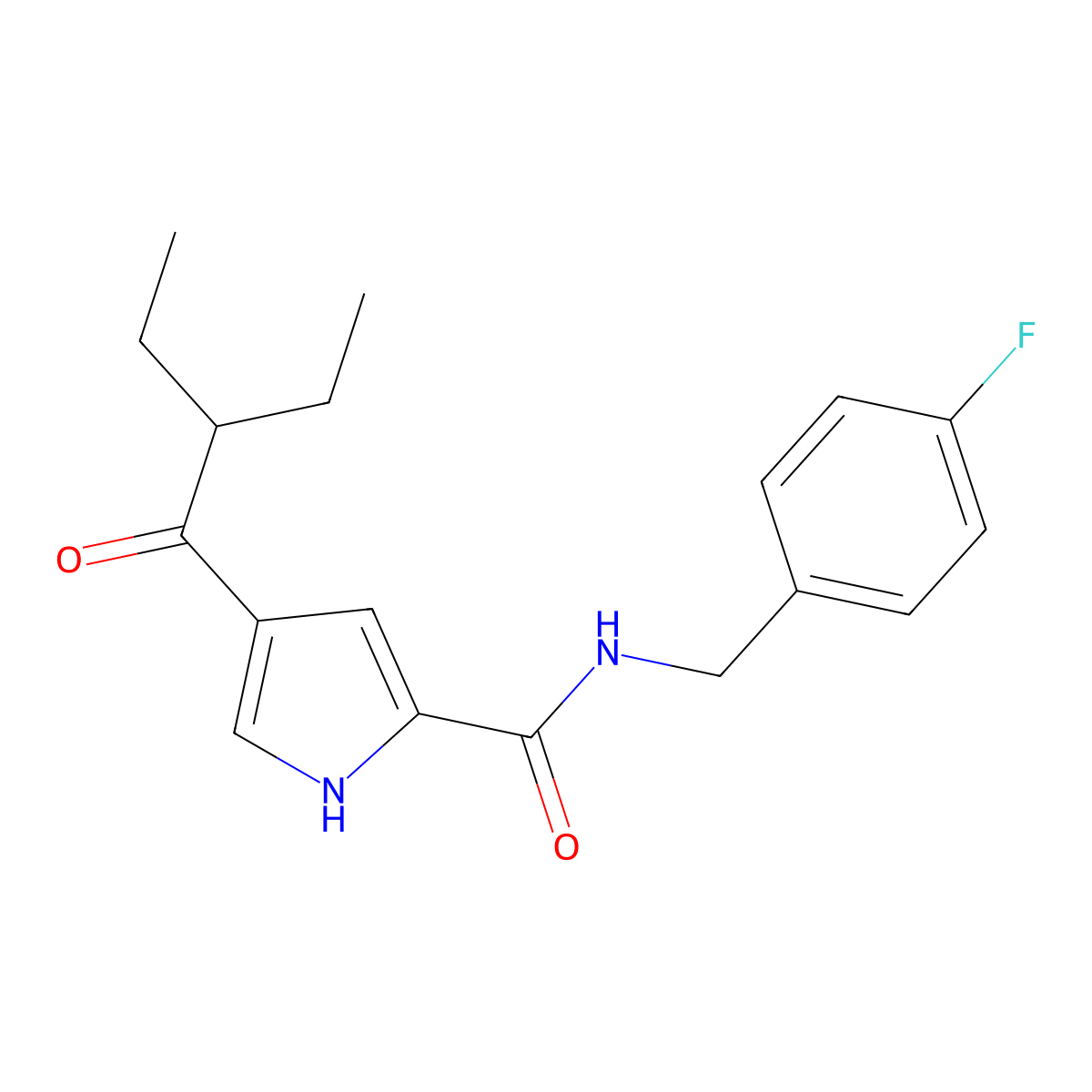 4-(2-ethylbutanoyl)-N-[(4-fluorophenyl)methyl]-1H-pyrrole-2-carboxamide molecular structure, CAS 478259-87-9