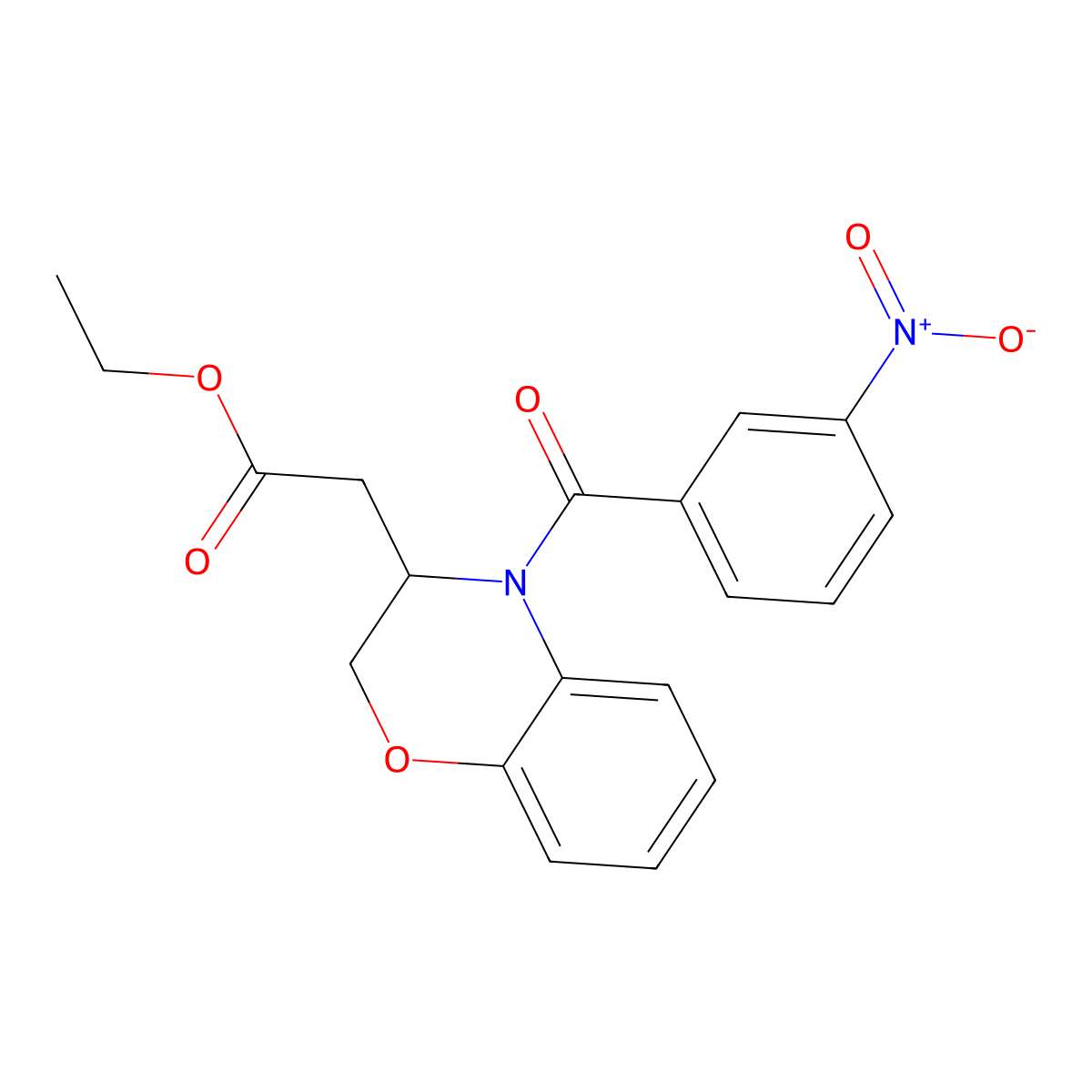 ethyl 2-[4-(3-nitrobenzoyl)-3,4-dihydro-2H-1,4-benzoxazin-3-yl]acetate molecular structure, CAS 478259-96-0