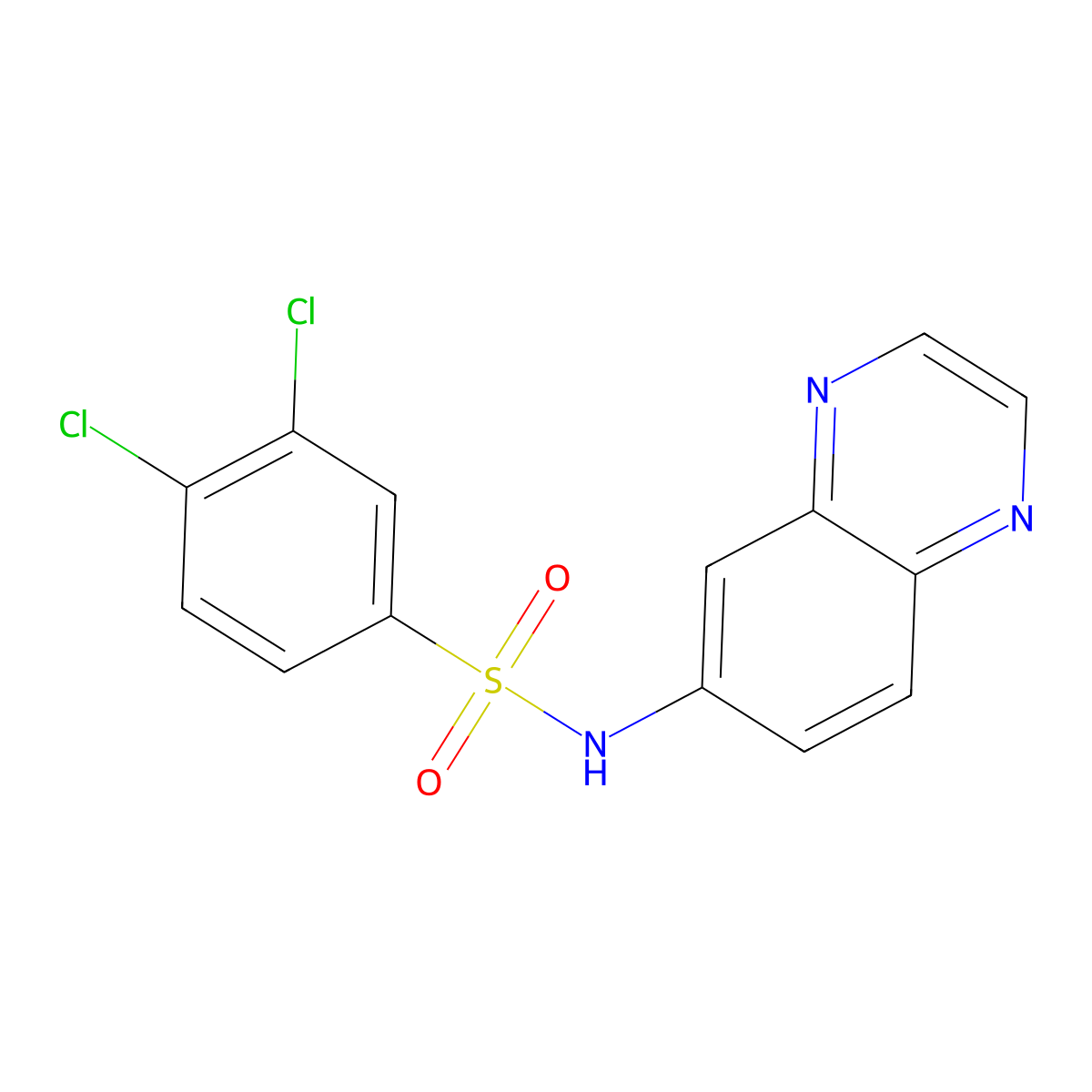 3,4-dichloro-N-(6-quinoxalinyl)benzenesulfonamide molecular structure, CAS 478259-98-2