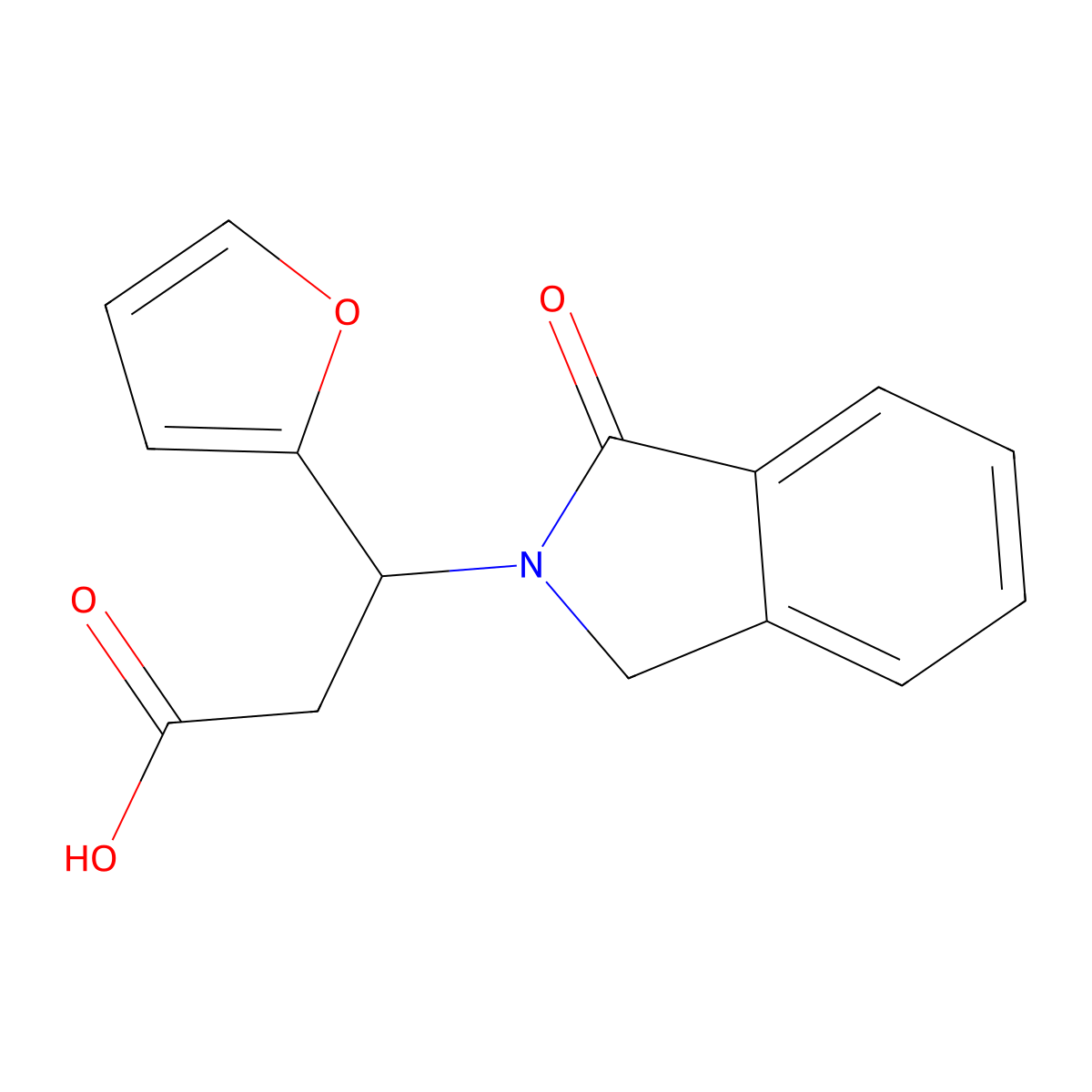 3-(2-furyl)-3-(1-oxo-1,3-dihydro-2H-isoindol-2-yl)propanoic acid molecular structure, CAS 478260-09-2