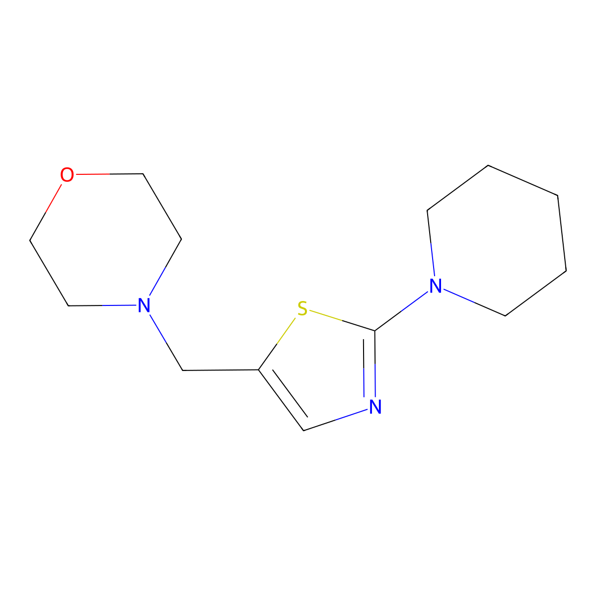 4-[(2-Piperidino-1,3-thiazol-5-yl)methyl]morpholine molecular structure, CAS 478260-14-9