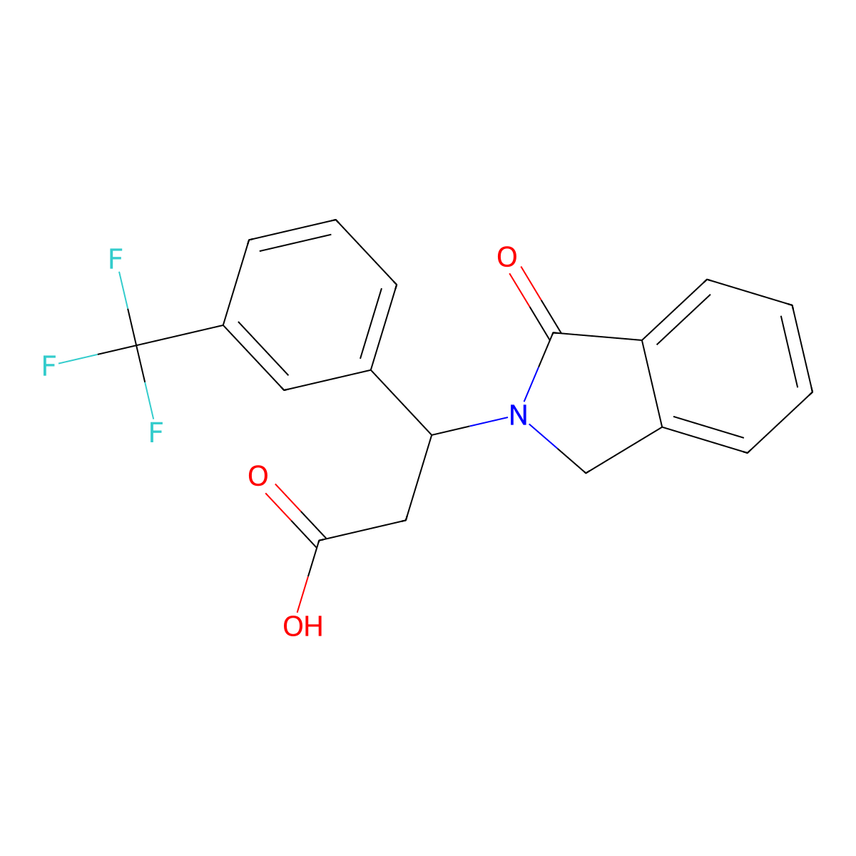 3-(1-oxo-1,3-dihydro-2H-isoindol-2-yl)-3-[3-(trifluoromethyl)phenyl]propanoic acid molecular structure, CAS 478260-15-0