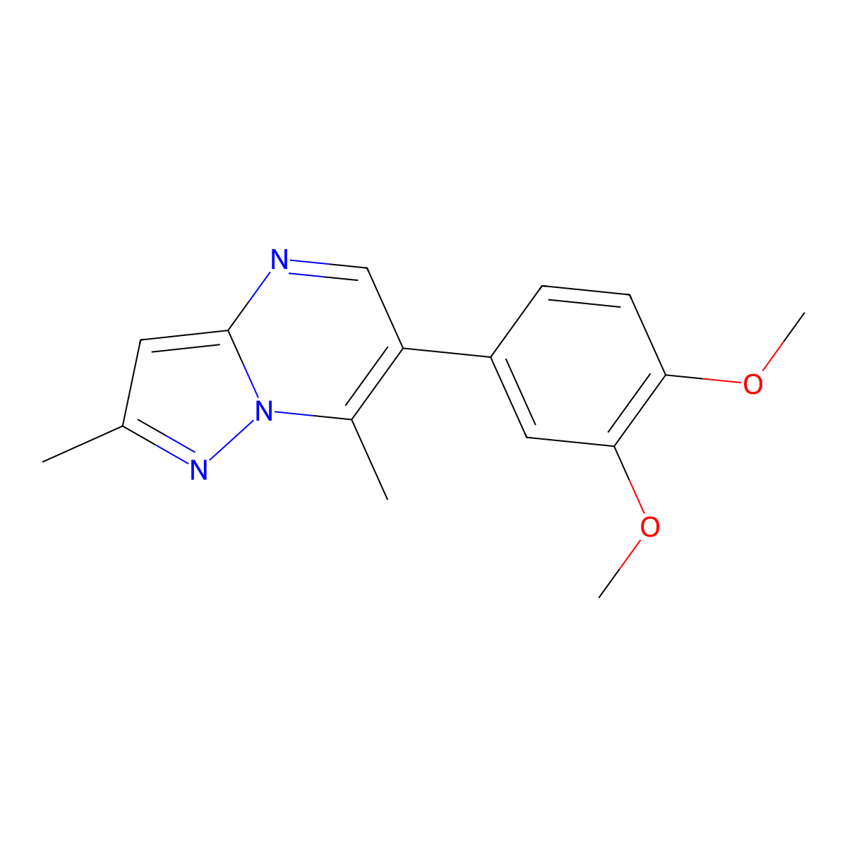 6-(3,4-Dimethoxyphenyl)-2,7-dimethylpyrazolo[1,5-a]pyrimidine molecular structure, CAS 478260-20-7