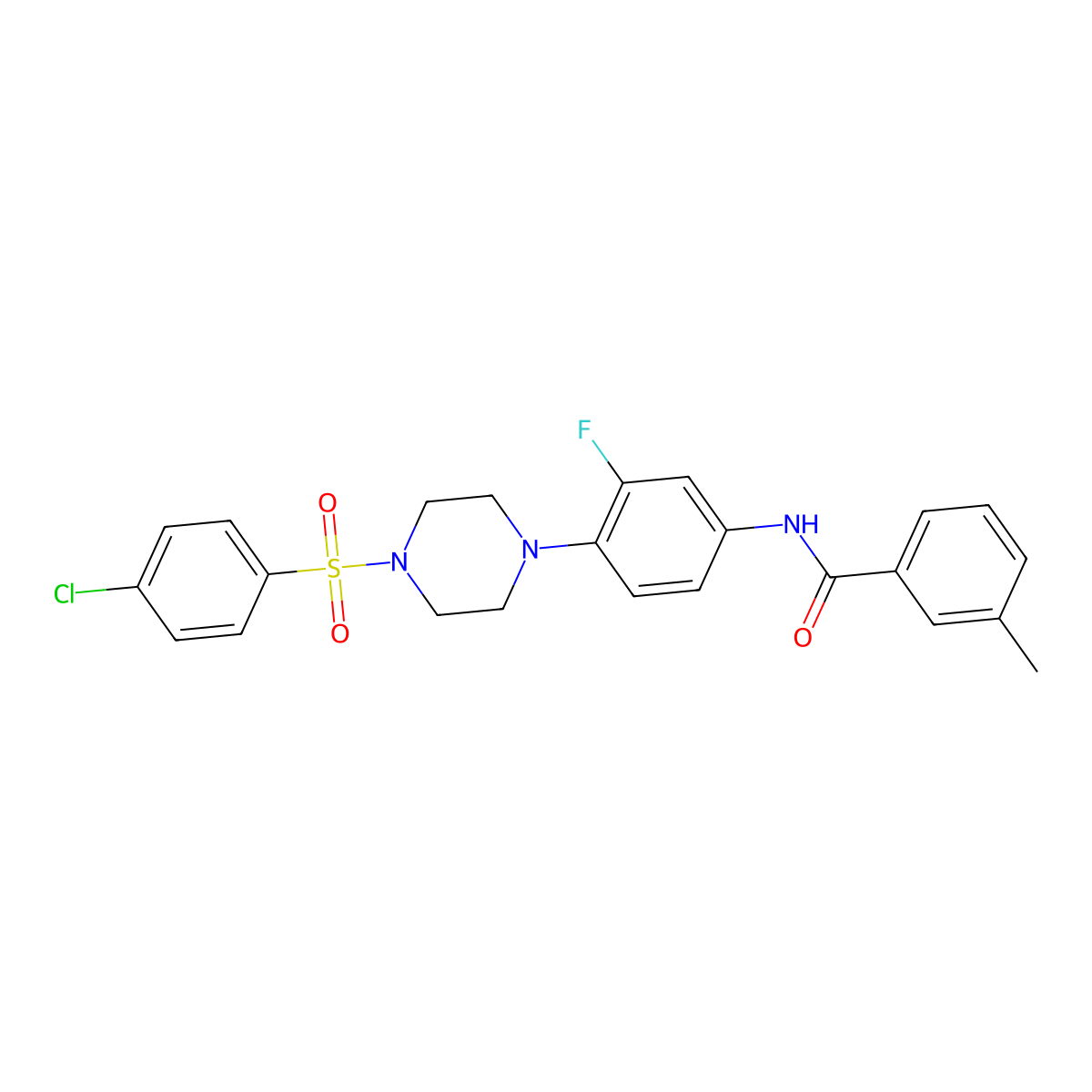 N-(4-{4-[(4-chlorophenyl)sulfonyl]piperazino}-3-fluorophenyl)-3-methylbenzenecarboxamide molecular structure, CAS 478260-29-6