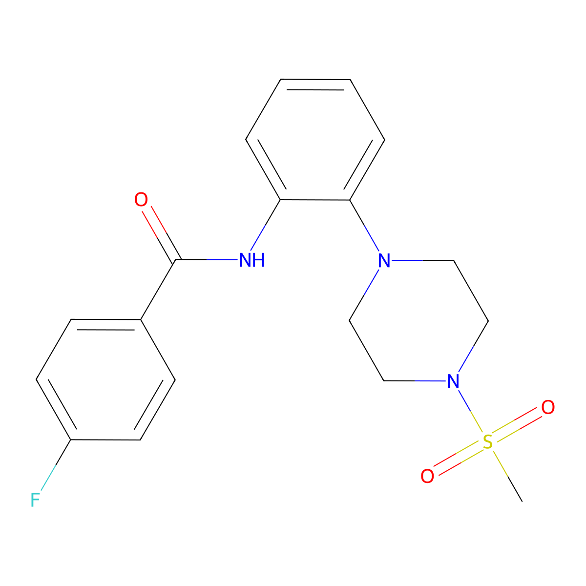 4-fluoro-N-{2-[4-(methylsulfonyl)piperazino]phenyl}benzenecarboxamide molecular structure, CAS 478260-30-9