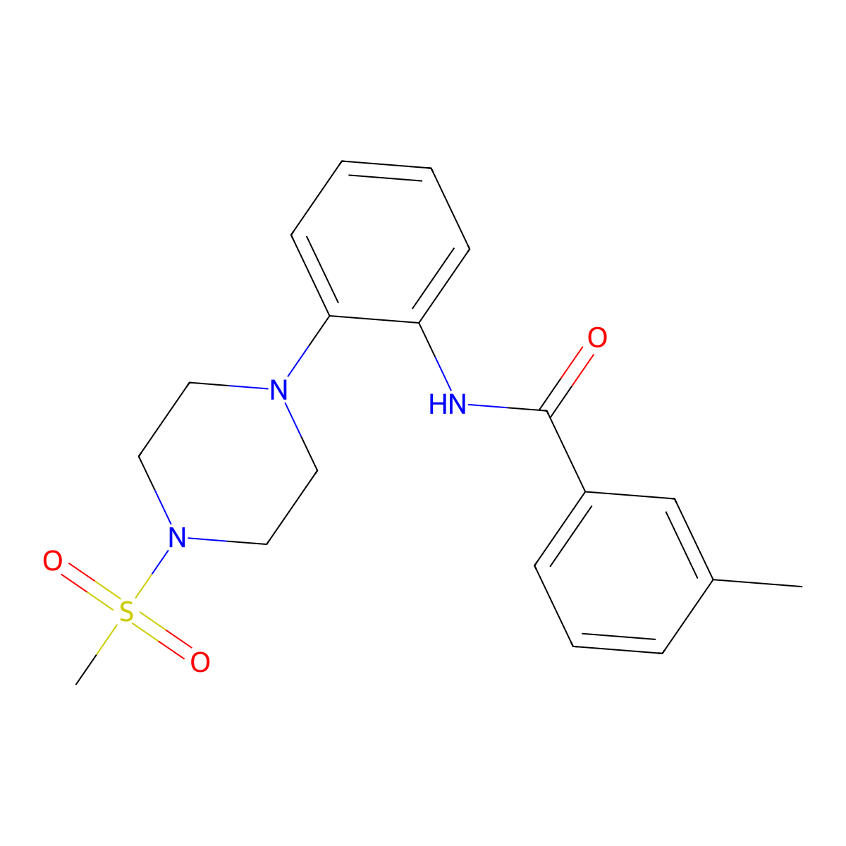 3-methyl-N-{2-[4-(methylsulfonyl)piperazino]phenyl}benzenecarboxamide molecular structure, CAS 478260-32-1