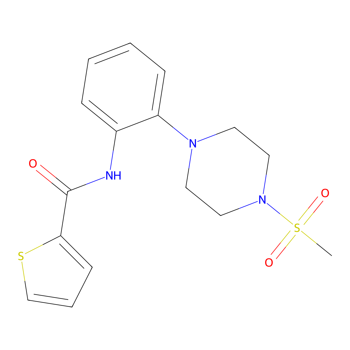 N-{2-[4-(methylsulfonyl)piperazino]phenyl}-2-thiophenecarboxamide molecular structure, CAS 478260-33-2