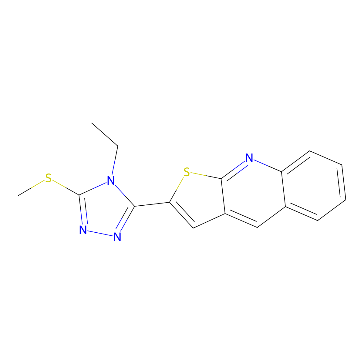 4-ethyl-5-thieno[2,3-b]quinolin-2-yl-4H-1,2,4-triazol-3-yl methyl sulfide molecular structure, CAS 478260-36-5