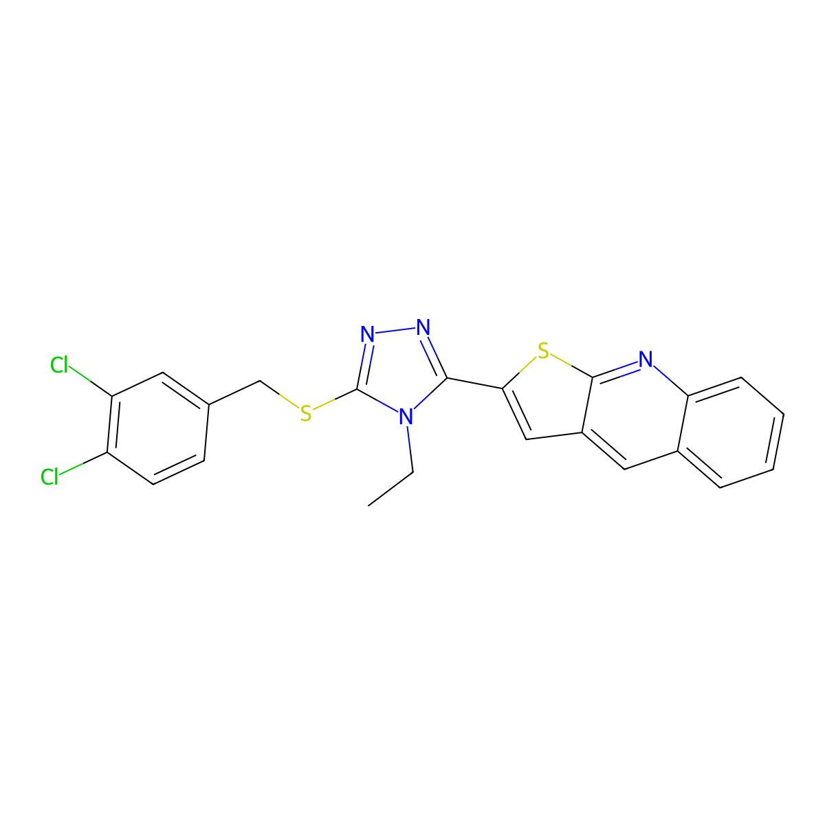 2-{5-[(3,4-dichlorobenzyl)sulfanyl]-4-ethyl-4H-1,2,4-triazol-3-yl}thieno[2,3-b]quinoline molecular structure, CAS 478260-38-7